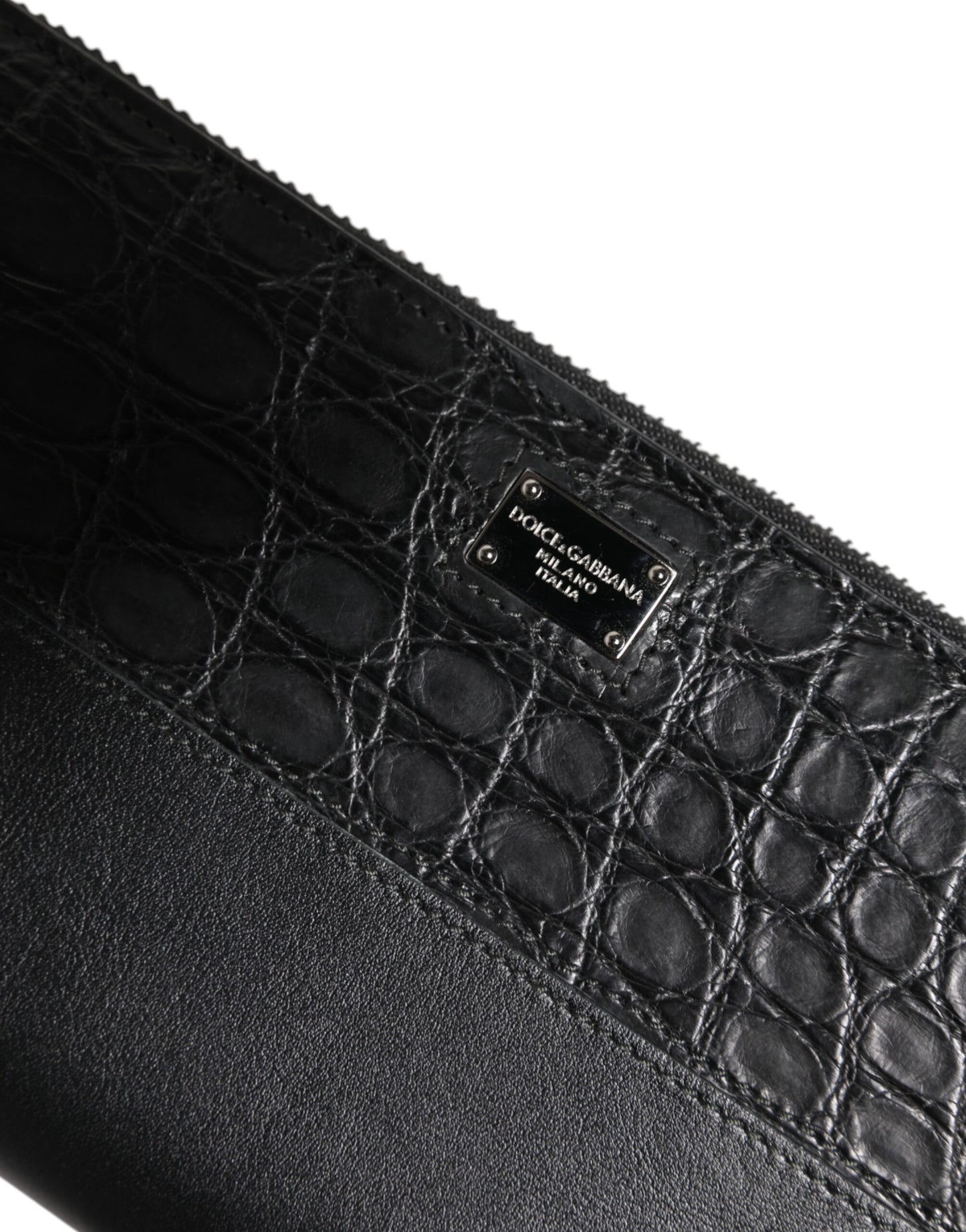 Dolce & Gabbana Black Leather Logo Plaque Zip Around Continental Wallet Curated Luxury Accessories by Orvyn