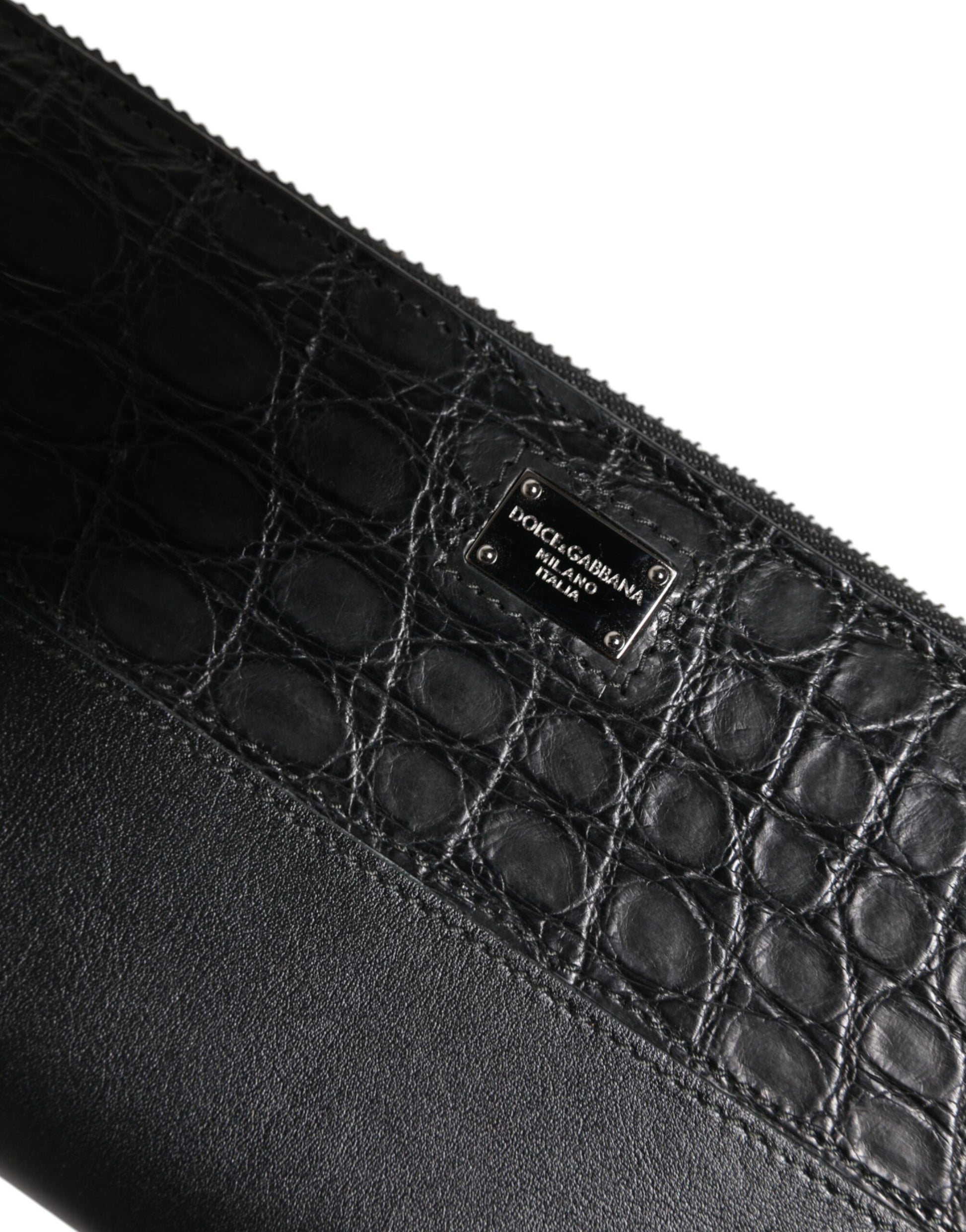 Dolce & Gabbana Black Leather Logo Plaque Zip Around Continental Wallet Curated Luxury Accessories by Orvyn