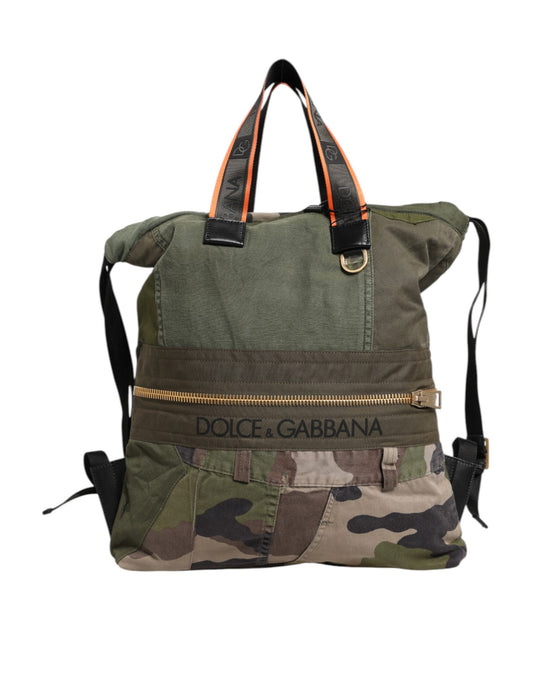 Dolce & Gabbana Military Green Patchwork Rucksack Backpack Bag Curated Luxury Accessories by Orvyn