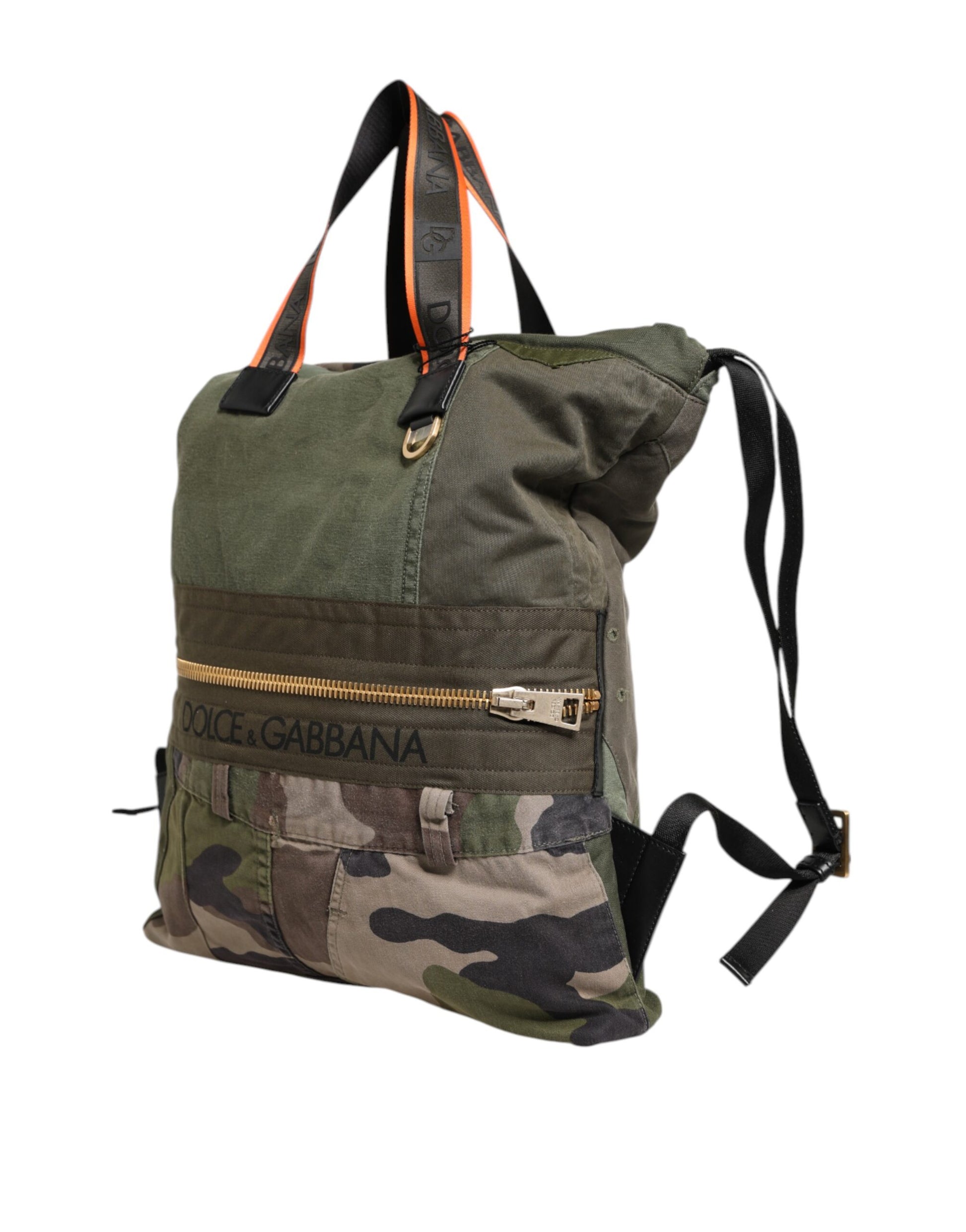 Dolce & Gabbana Military Green Patchwork Rucksack Backpack Bag Curated Luxury Accessories by Orvyn