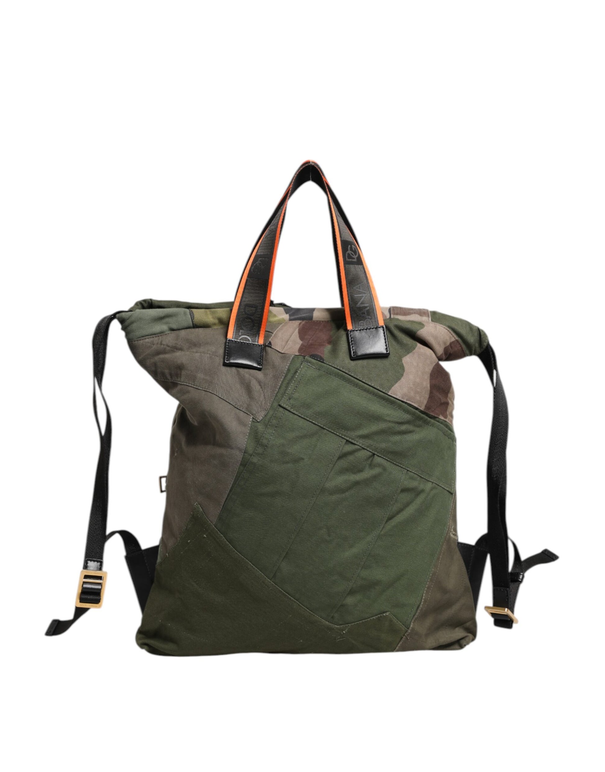 Dolce & Gabbana Military Green Patchwork Rucksack Backpack Bag Curated Luxury Accessories by Orvyn