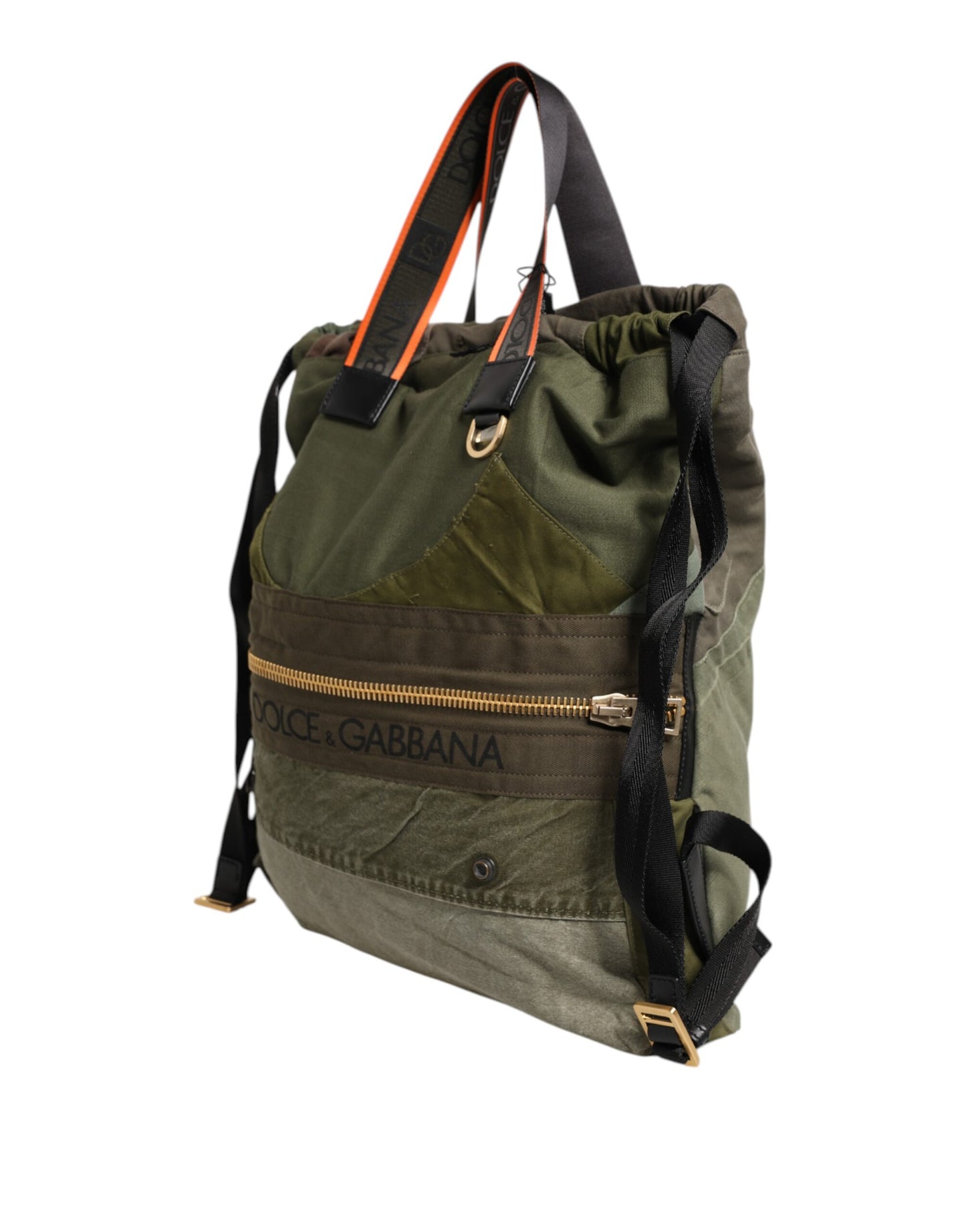 Dolce & Gabbana Military Green Patchwork Rucksack Backpack Bag Curated Luxury Accessories by Orvyn