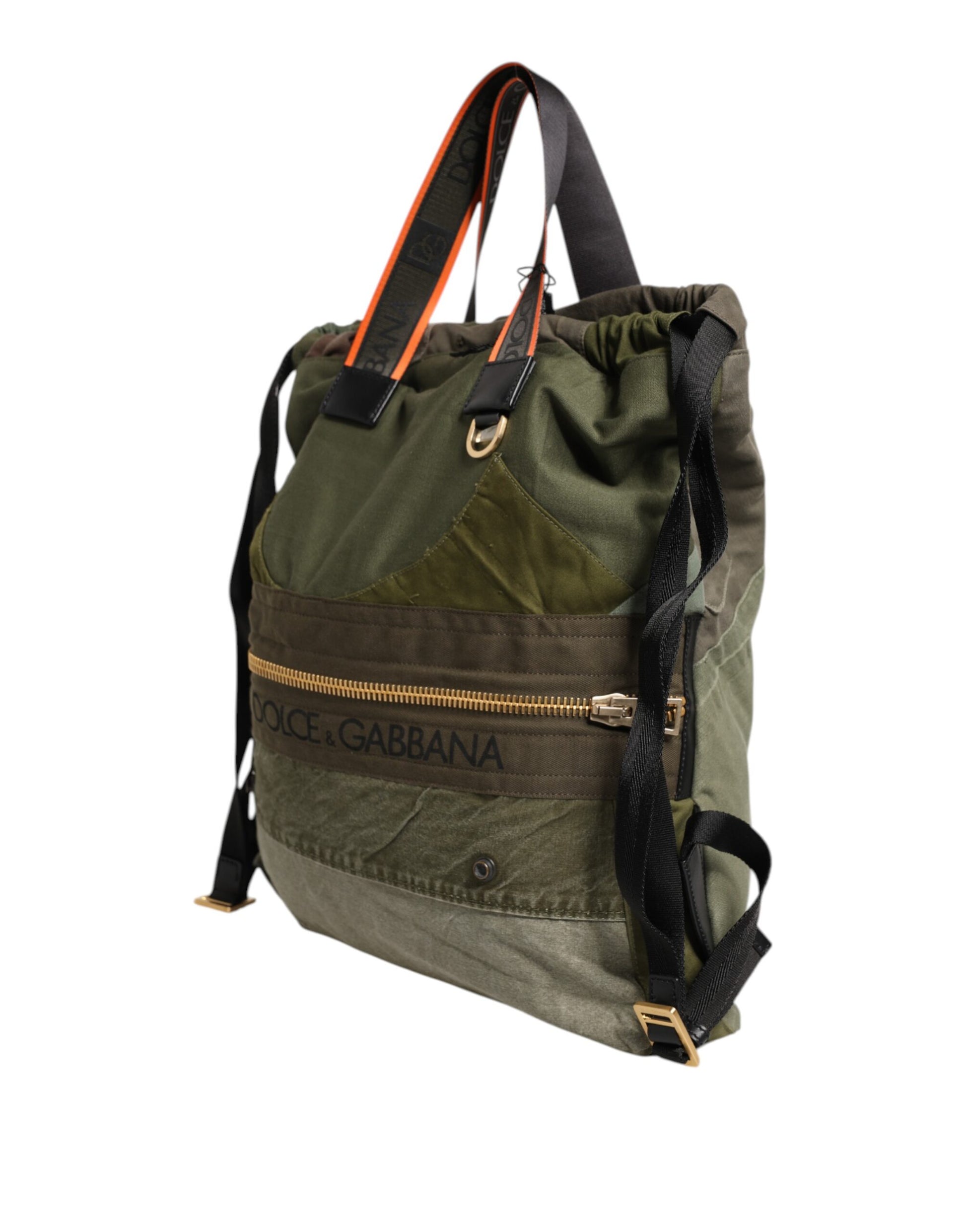 Dolce & Gabbana Military Green Patchwork Rucksack Backpack Bag Curated Luxury Accessories by Orvyn