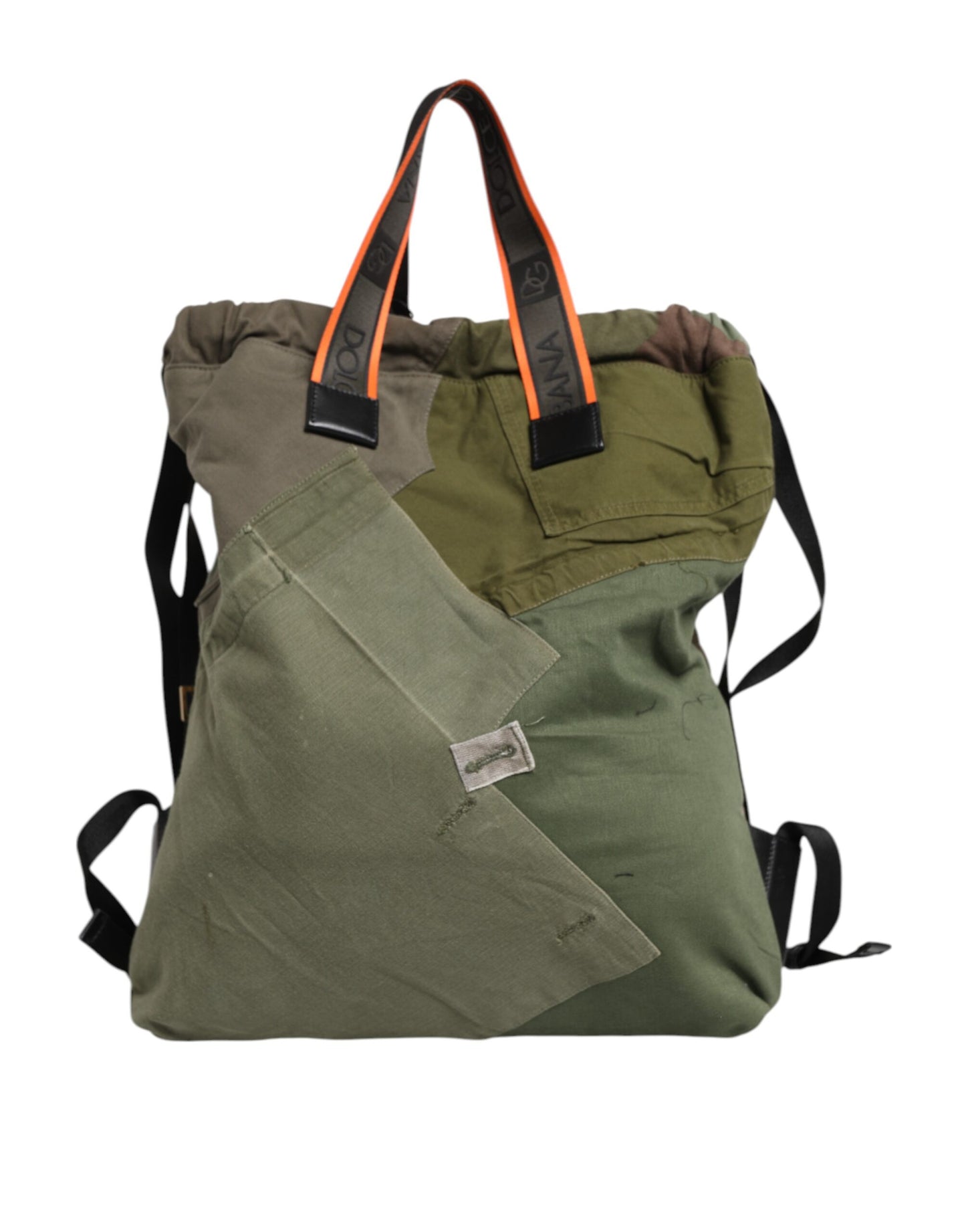 Dolce & Gabbana Military Green Patchwork Rucksack Backpack Bag Curated Luxury Accessories by Orvyn