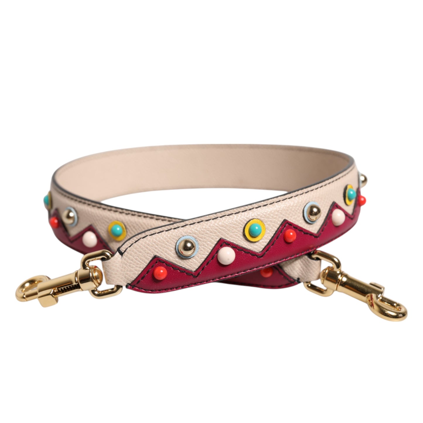 Dolce & Gabbana Beige Red Leather Handbag Accessory Shoulder Strap Curated Luxury Accessories by Orvyn