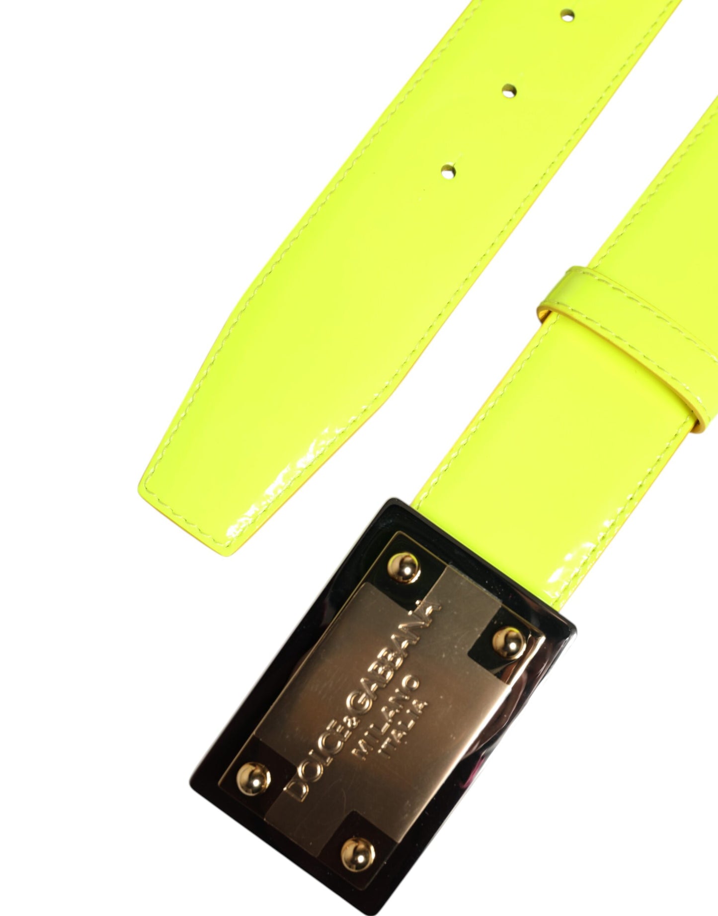 Dolce & Gabbana Yellow Green Classic Metal Logo Buckle Belt Curated Luxury Accessories by Orvyn