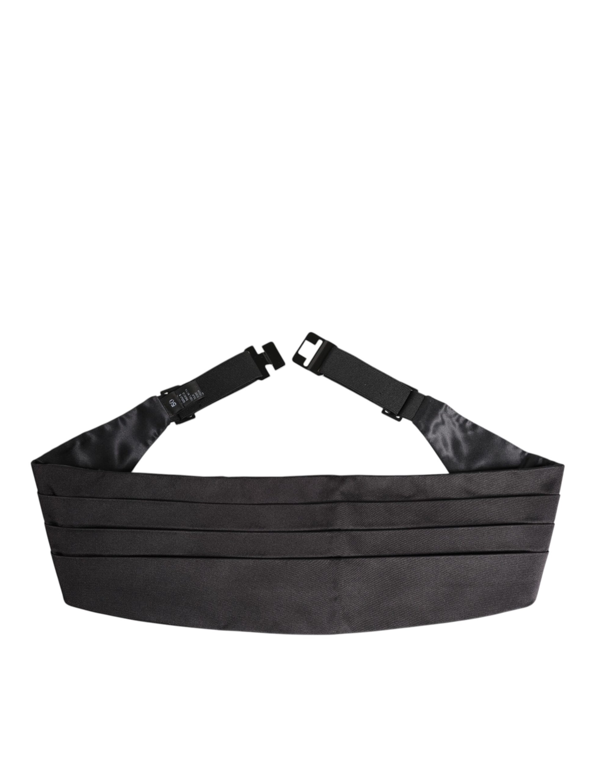 Dolce & Gabbana Black Men 100% Silk Belt Wide Waist Cummerbund Curated Luxury Accessories by Orvyn