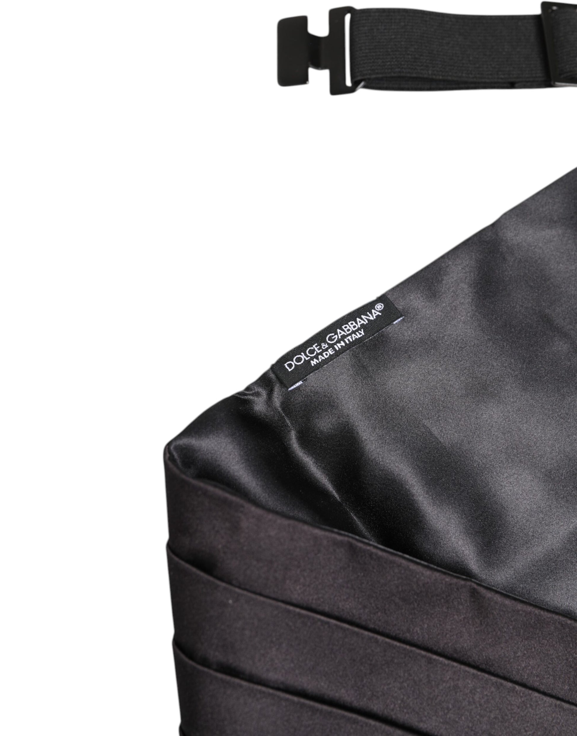 Dolce & Gabbana Black Men 100% Silk Belt Wide Waist Cummerbund Curated Luxury Accessories by Orvyn