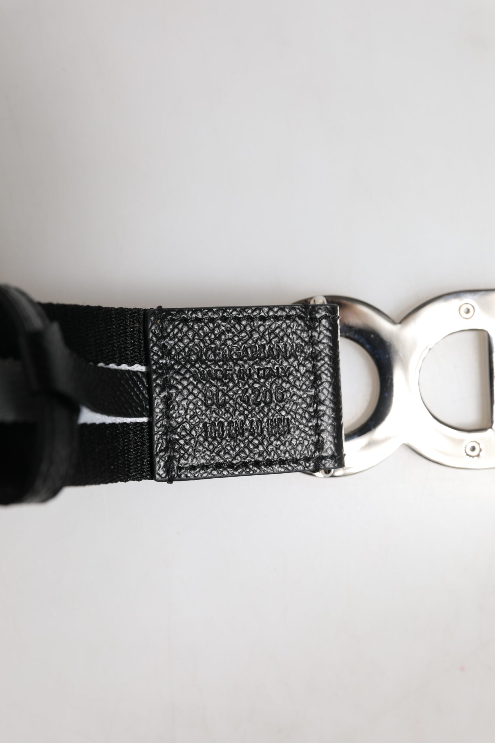 Dolce & Gabbana Black Cotton Metal DG Logo Gold Buckle Belt Curated Luxury Accessories by Orvyn