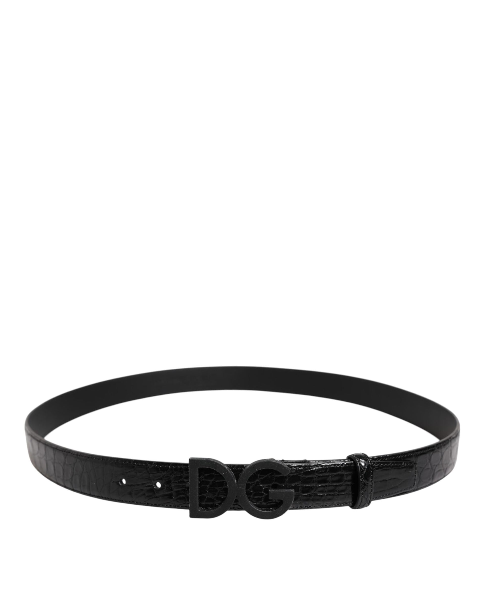 Dolce & Gabbana Black Leather Classic Metal DG Buckle Belt schwarz