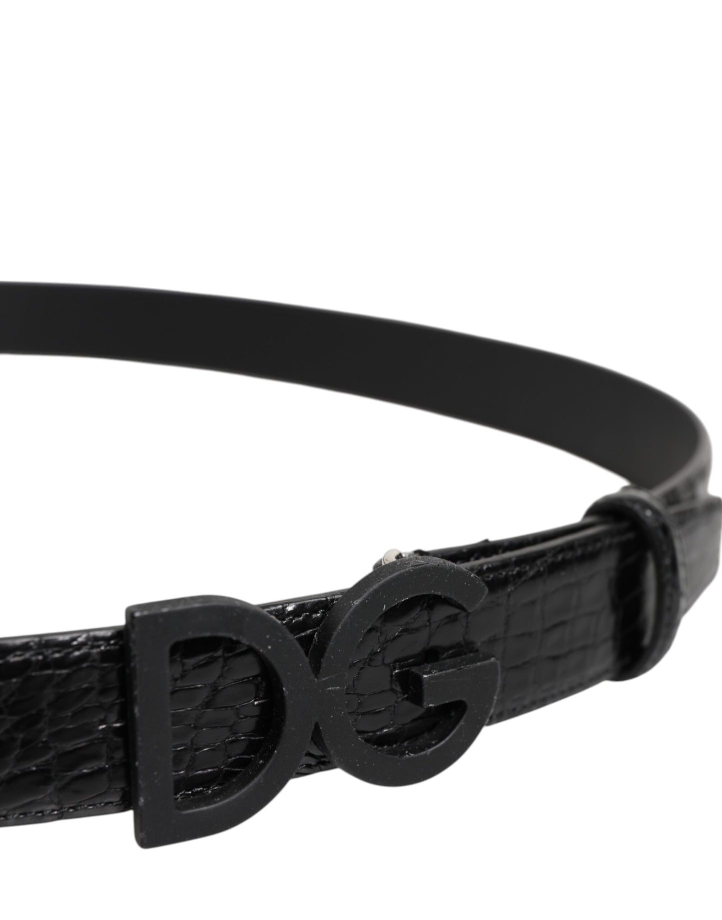 Dolce & Gabbana Black Leather Classic Metal DG Buckle Belt schwarz