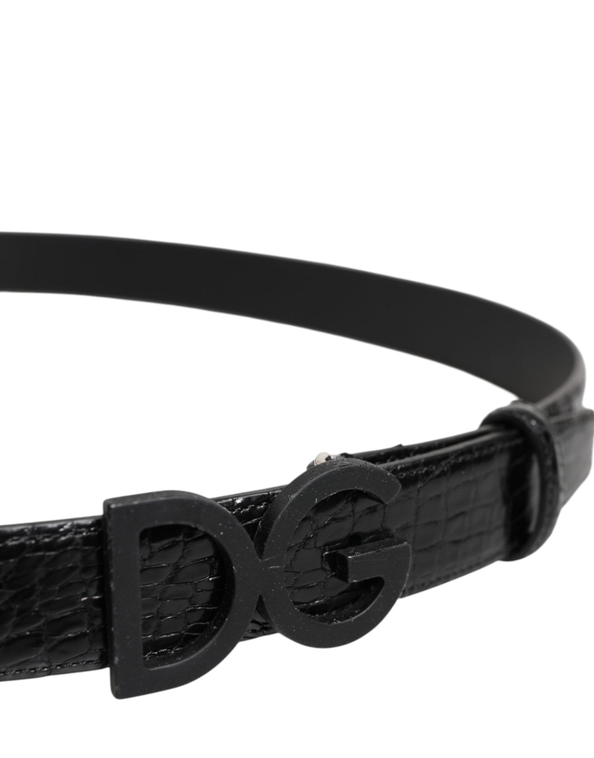 Dolce & Gabbana Black Leather Classic Metal DG Buckle Belt schwarz