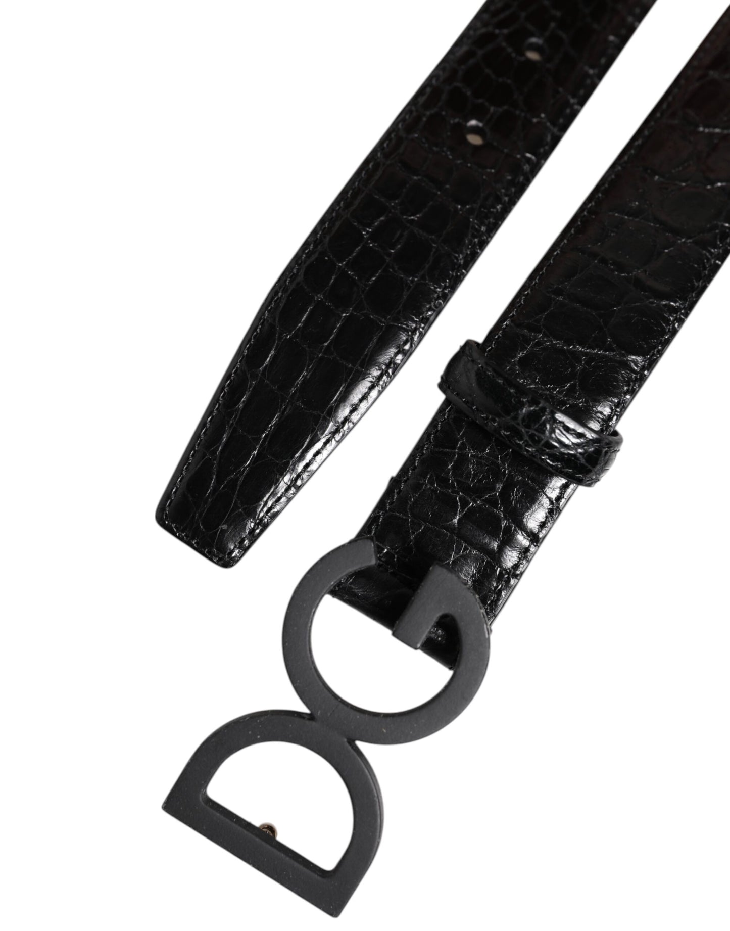 Dolce & Gabbana Black Leather Classic Metal DG Buckle Belt schwarz