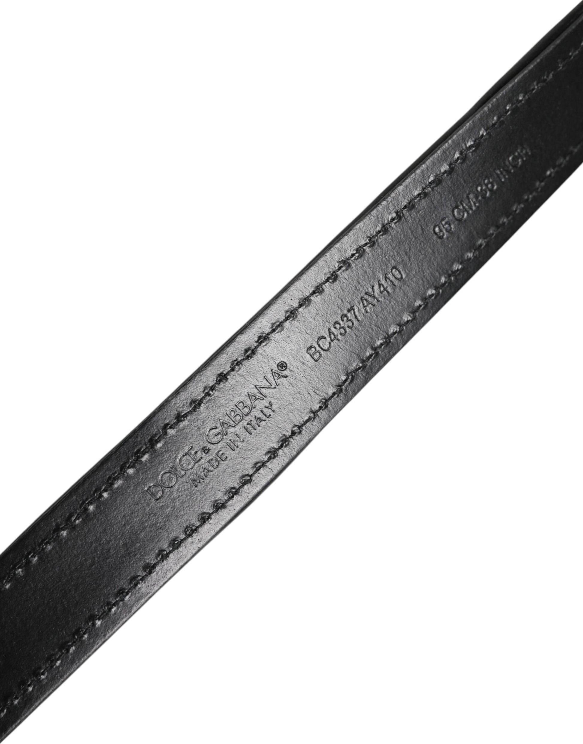 Dolce & Gabbana Black Sequin Embellished Metal Buckle Belt Curated Luxury Accessories by Orvyn