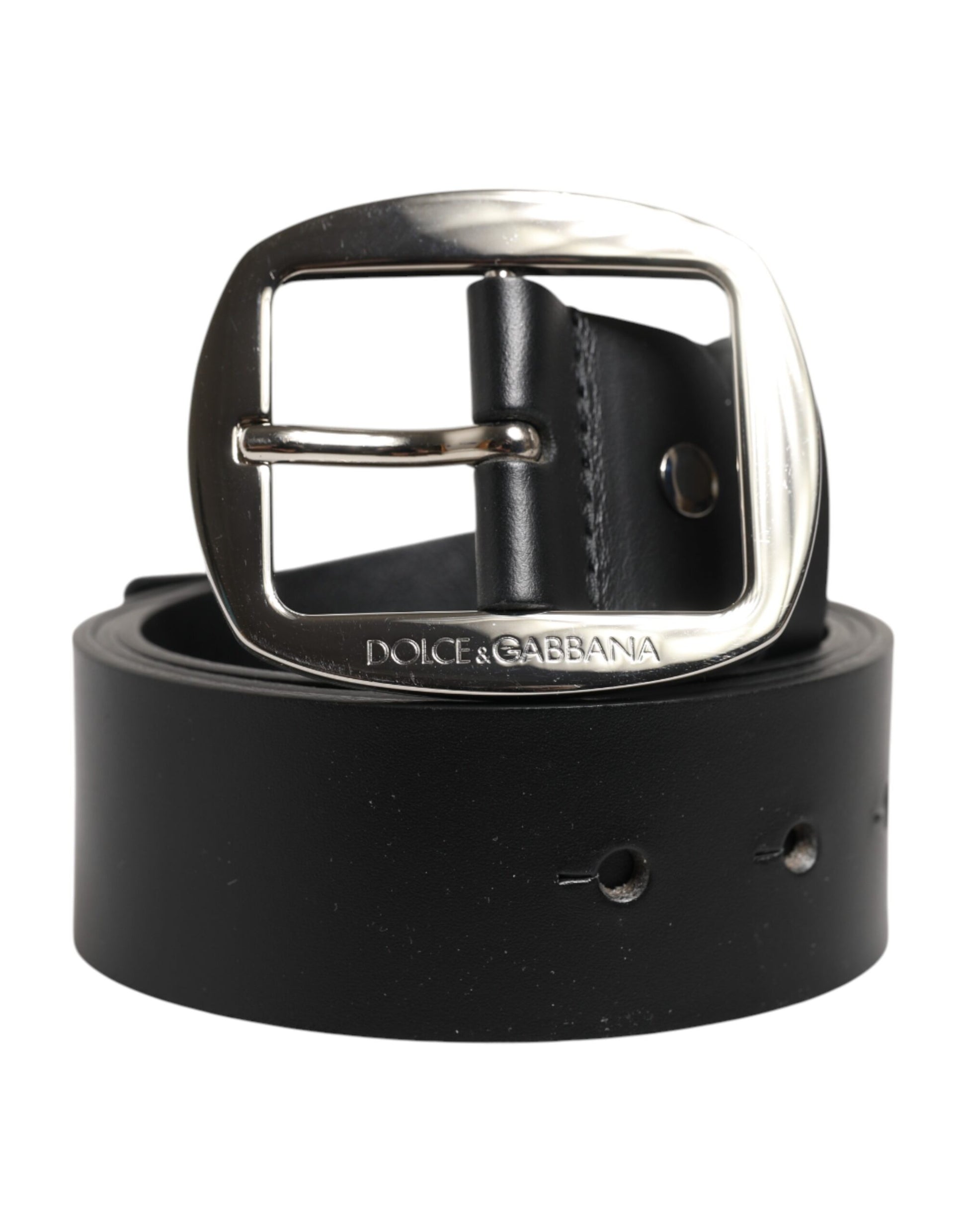 Dolce & Gabbana Black Leather Classic Metal Buckle Belt Curated Luxury Accessories by Orvyn