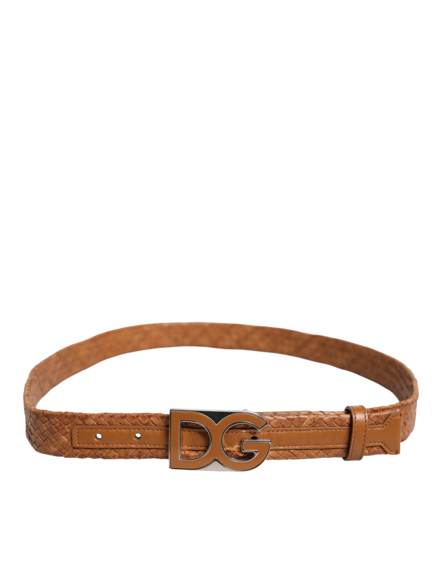 Dolce & Gabbana Brown Braided Metal DG Logo Buckle Belt Curated Luxury Accessories by Orvyn