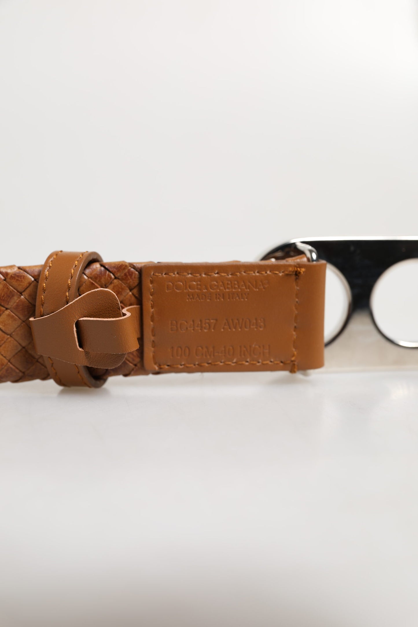 Dolce & Gabbana Brown Braided Metal DG Logo Buckle Belt Curated Luxury Accessories by Orvyn
