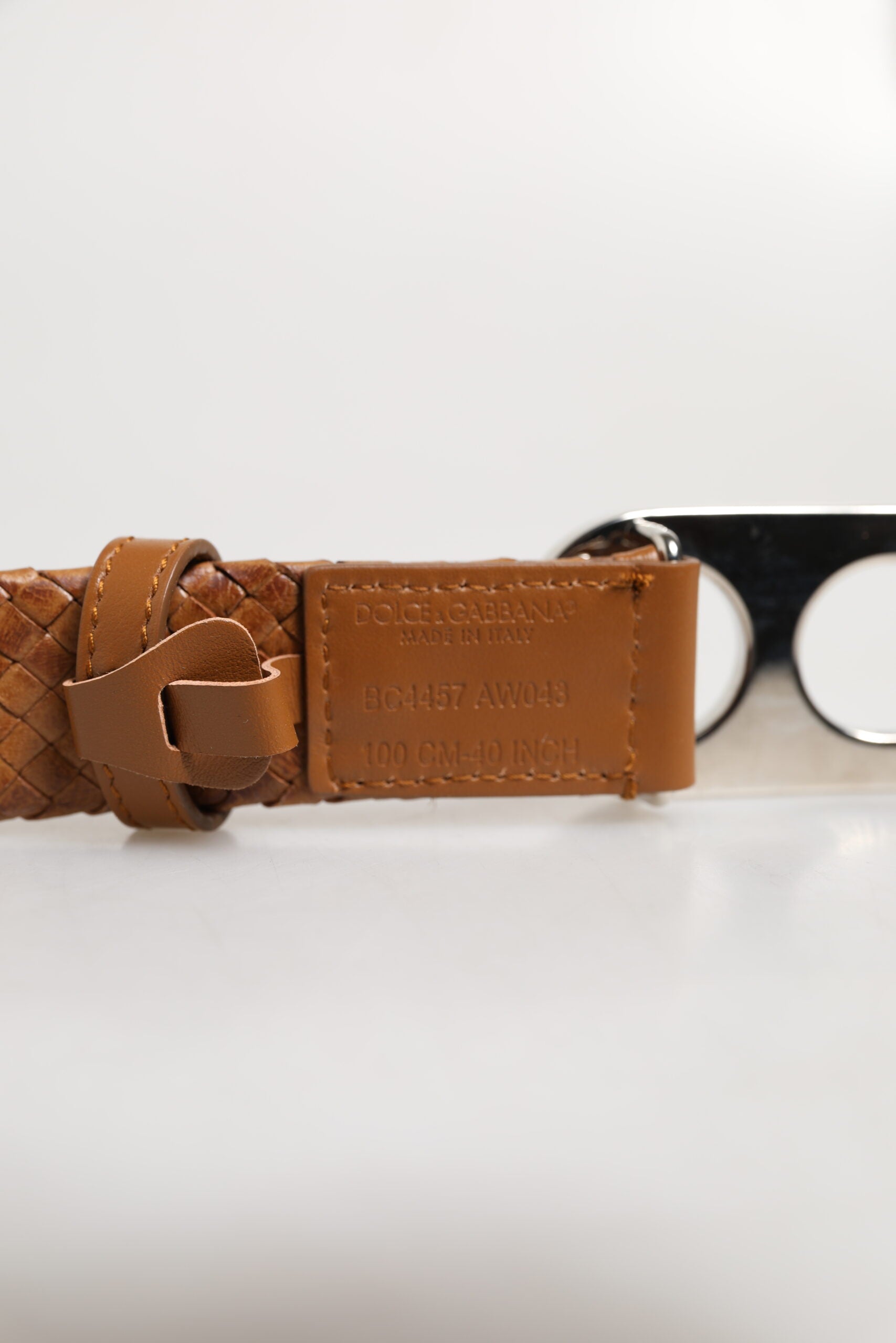Dolce & Gabbana Brown Braided Metal DG Logo Buckle Belt Curated Luxury Accessories by Orvyn