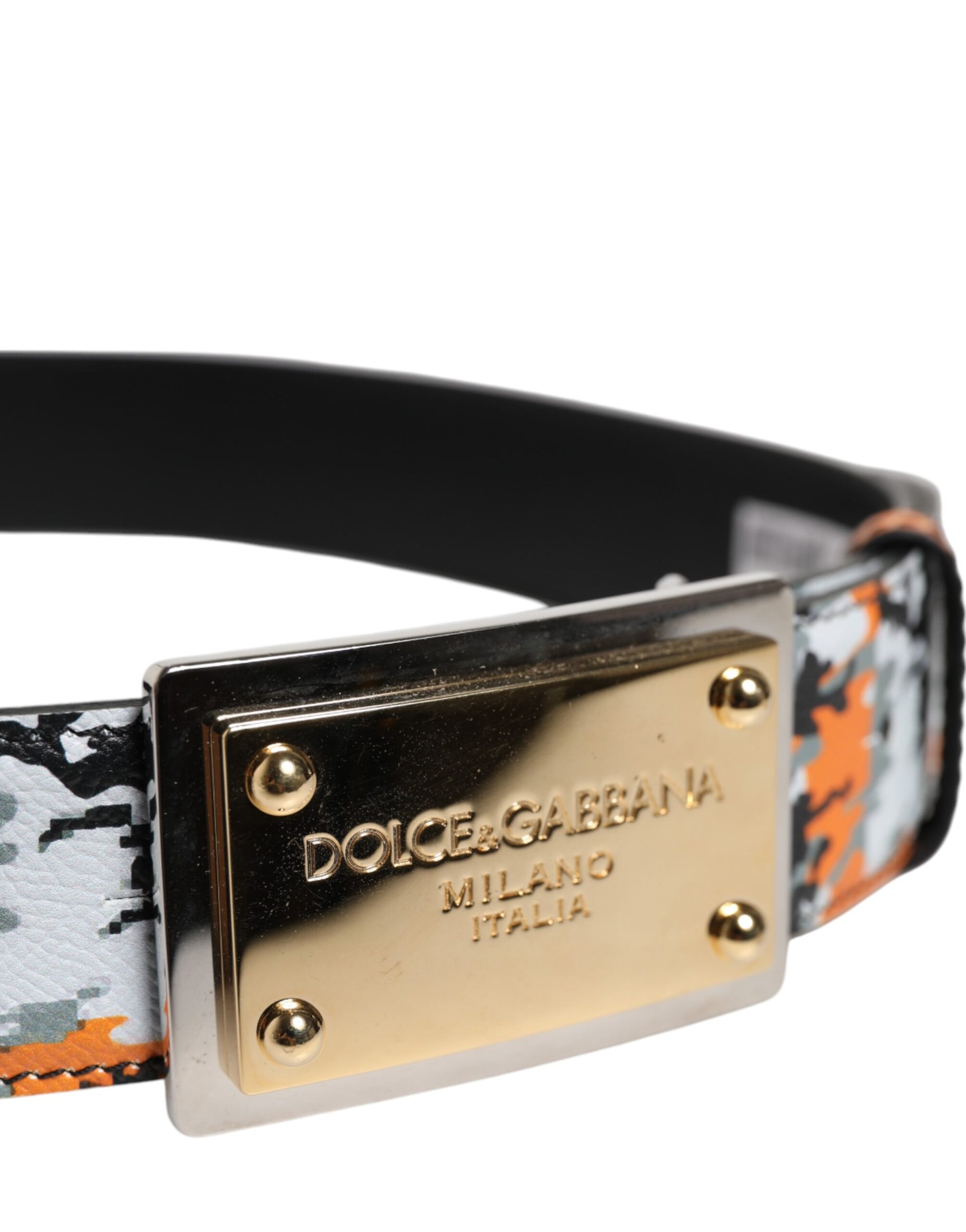 Dolce & Gabbana Multicolor Camouflage Metal Logo Buckle Belt Curated Luxury Accessories by Orvyn
