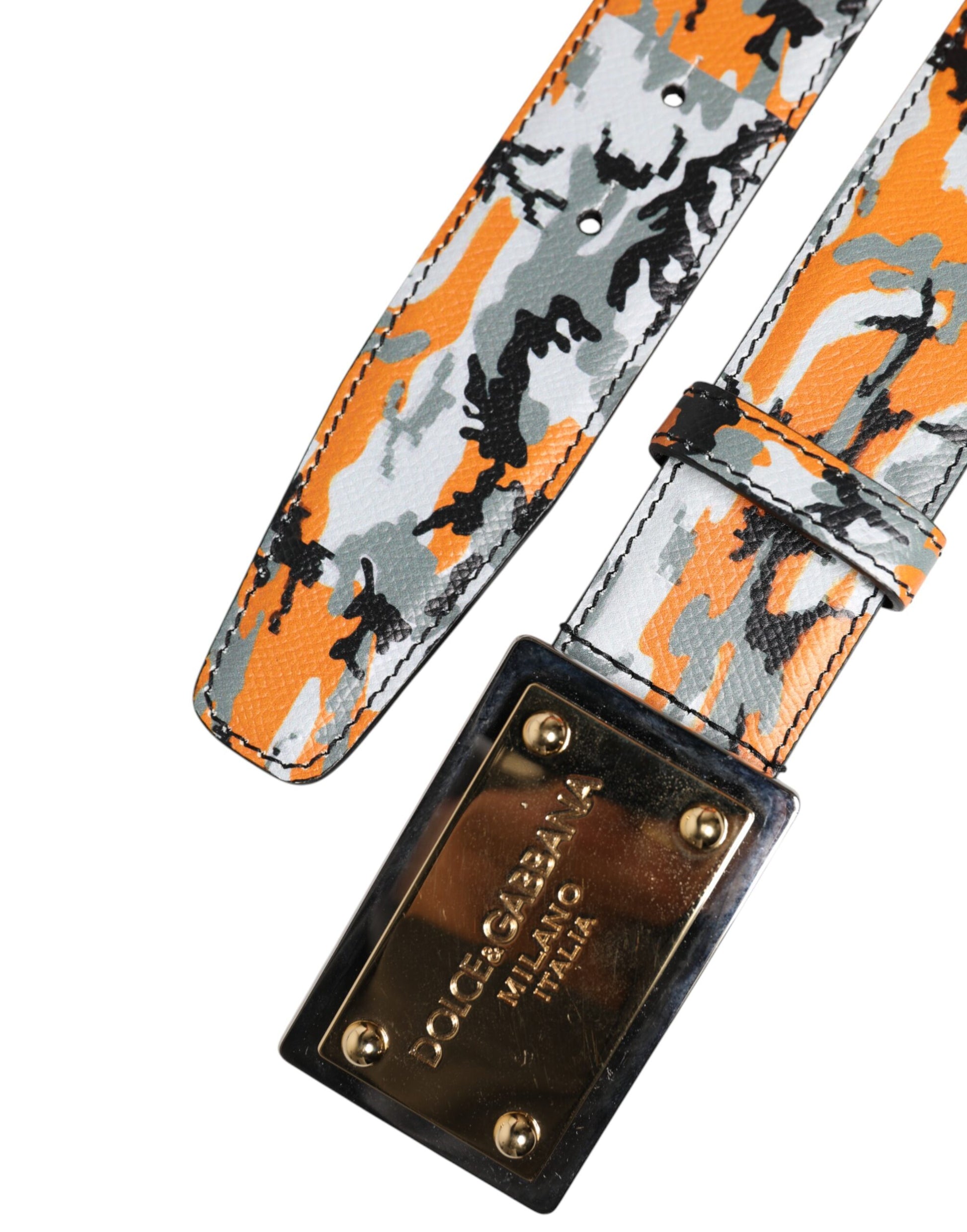 Dolce & Gabbana Multicolor Camouflage Metal Logo Buckle Belt Curated Luxury Accessories by Orvyn