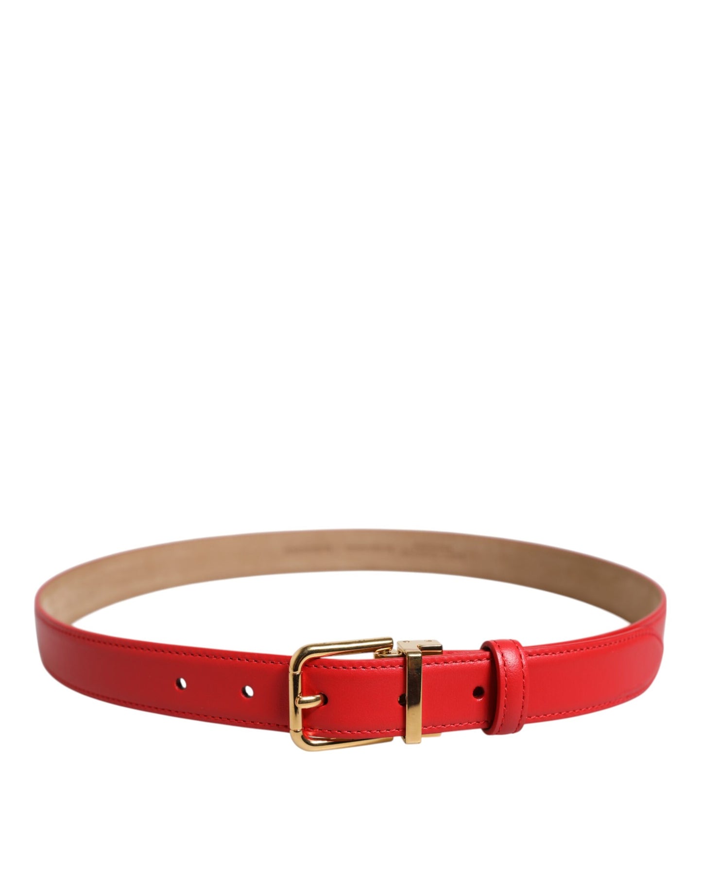 Dolce & Gabbana Red Leather Gold Metal Buckle Cintura Belt Curated Luxury Accessories by Orvyn