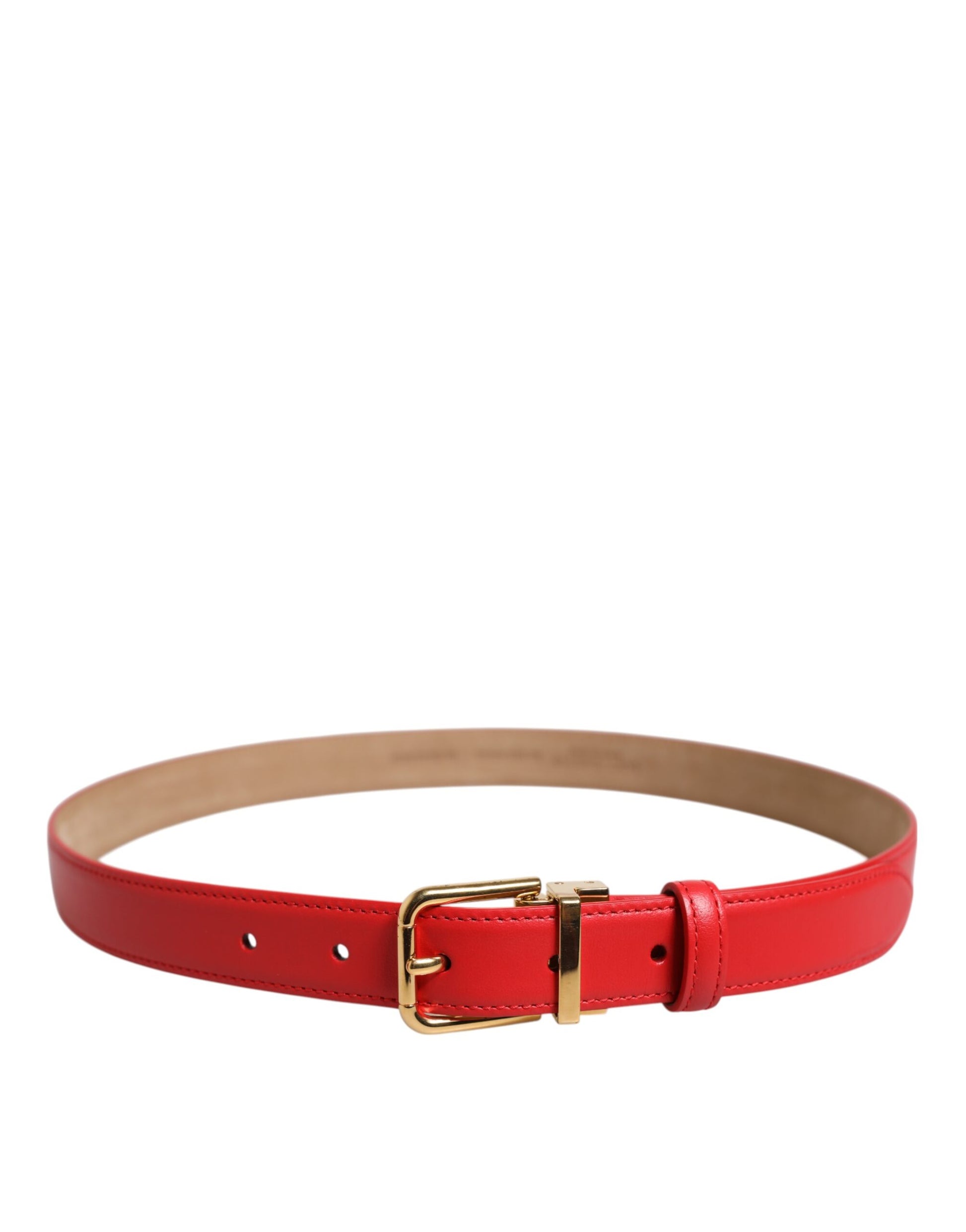Dolce & Gabbana Red Leather Gold Metal Buckle Cintura Belt Curated Luxury Accessories by Orvyn
