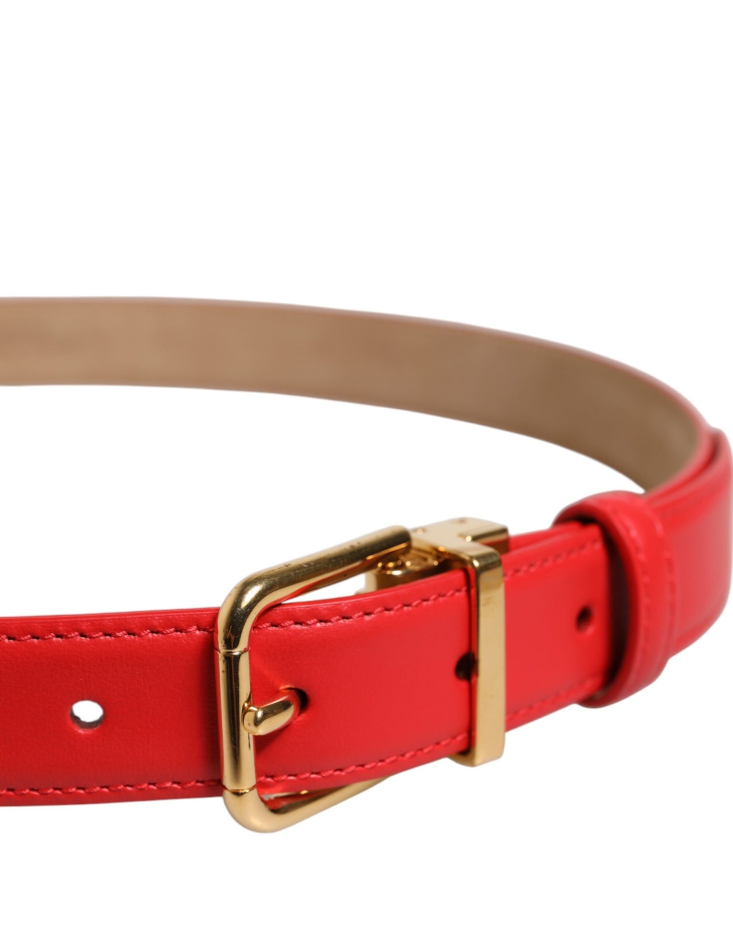 Dolce & Gabbana Red Leather Gold Metal Buckle Cintura Belt Curated Luxury Accessories by Orvyn