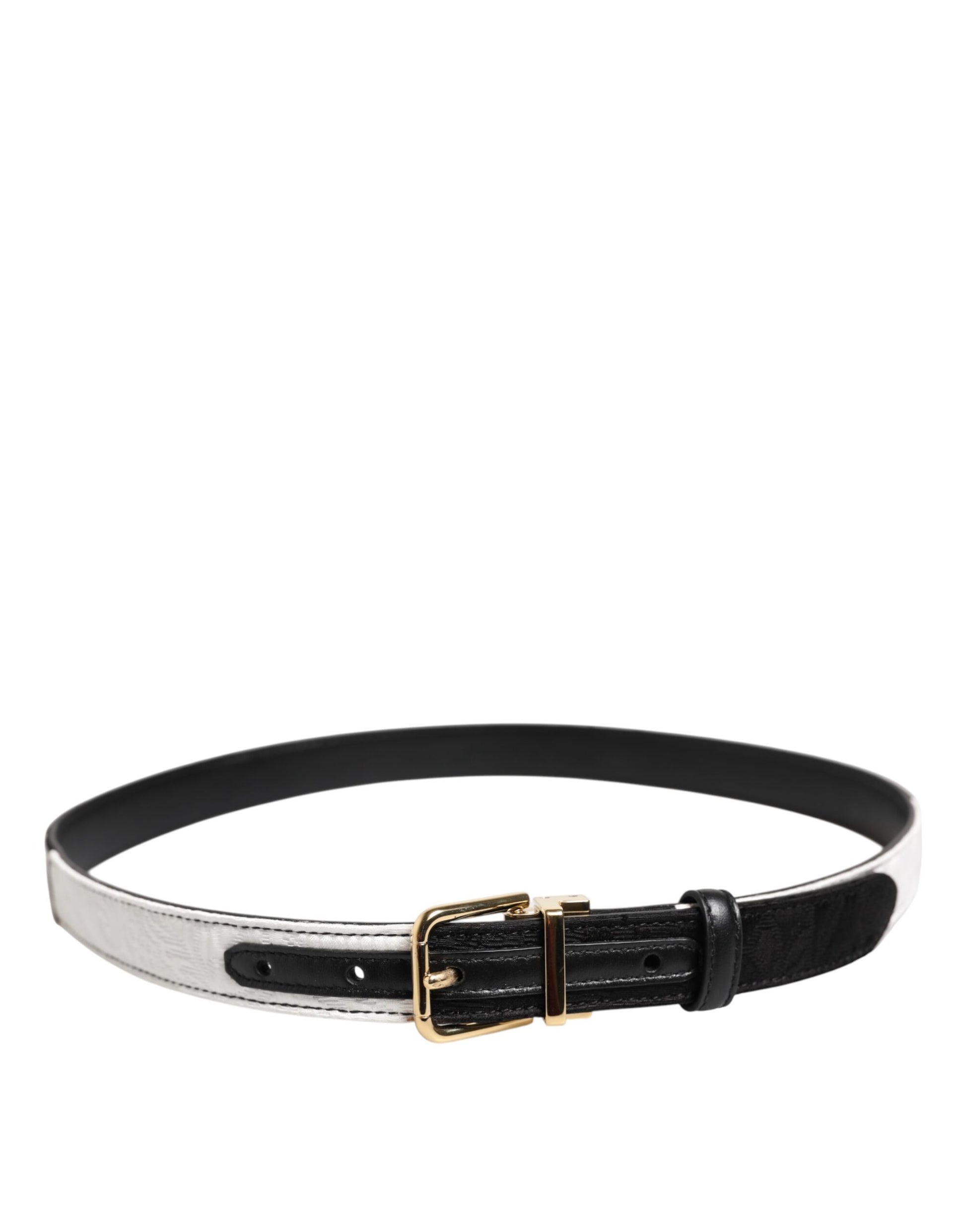 Dolce & Gabbana Black White Patchwork Gold Metal Buckle Belt Curated Luxury Accessories by Orvyn