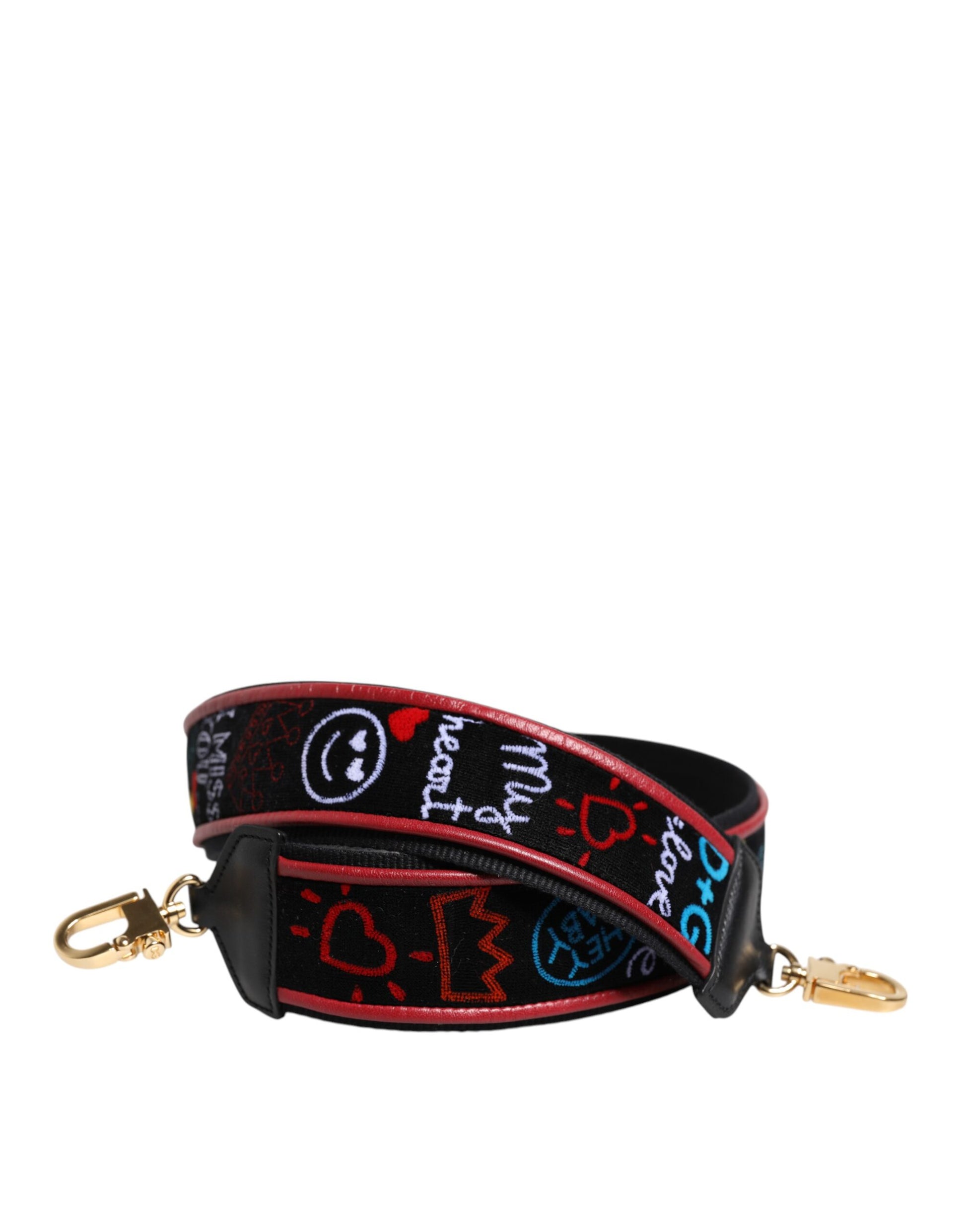Dolce & Gabbana Black Cotton Printed Women Bag Accessory Shoulder Strap Curated Luxury Accessories by Orvyn