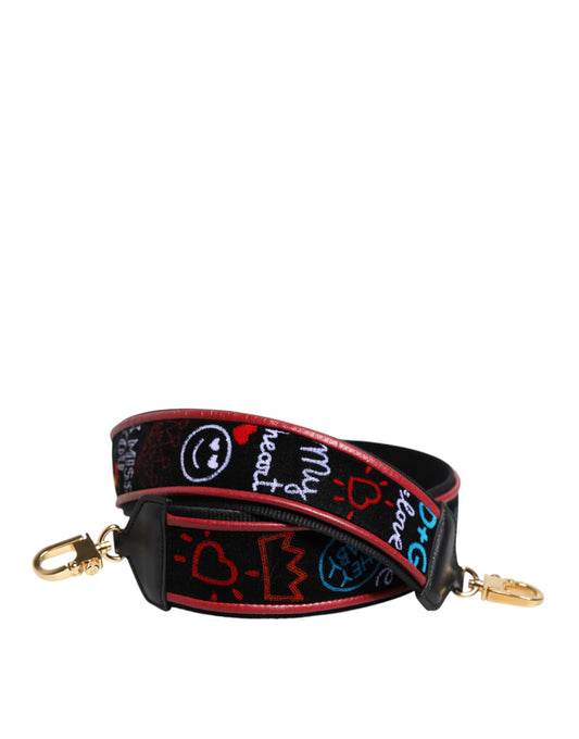 Dolce & Gabbana Black Cotton Printed Women Bag Accessory Shoulder Strap Curated Luxury Accessories by Orvyn