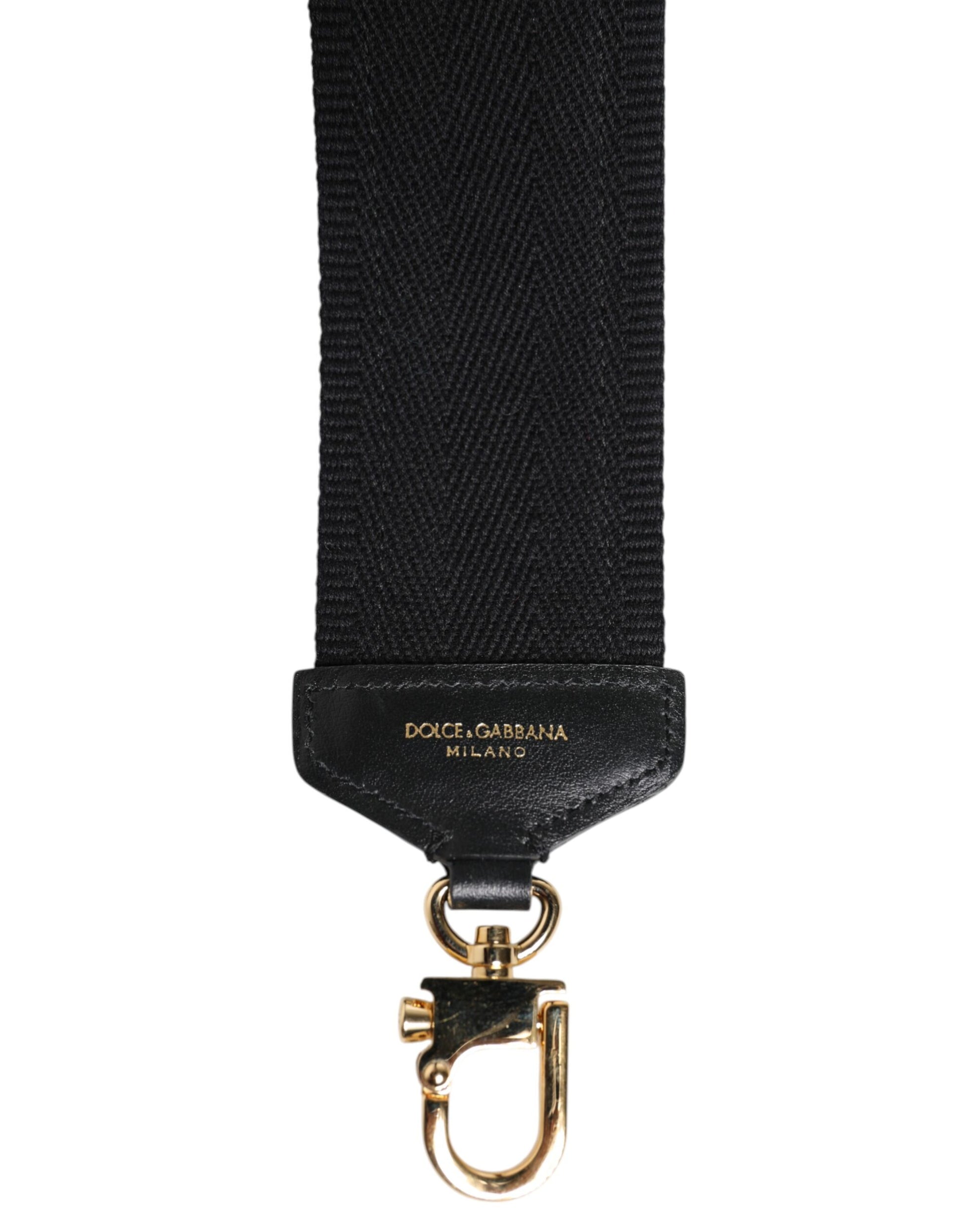 Dolce & Gabbana Black Cotton Printed Women Bag Accessory Shoulder Strap Curated Luxury Accessories by Orvyn