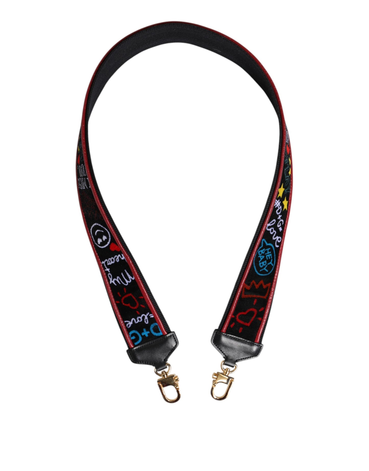 Dolce & Gabbana Black Cotton Printed Women Bag Accessory Shoulder Strap Curated Luxury Accessories by Orvyn