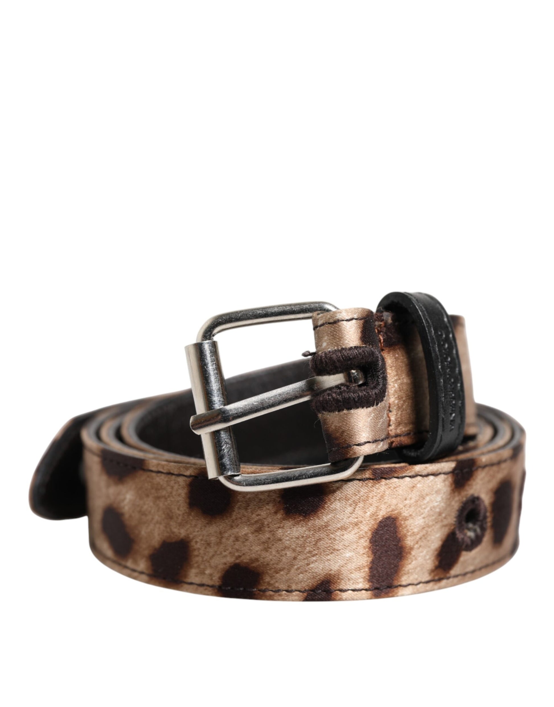 Dolce & Gabbana Brown Leopard Silver Metal Buckle Belt Curated Luxury Accessories by Orvyn