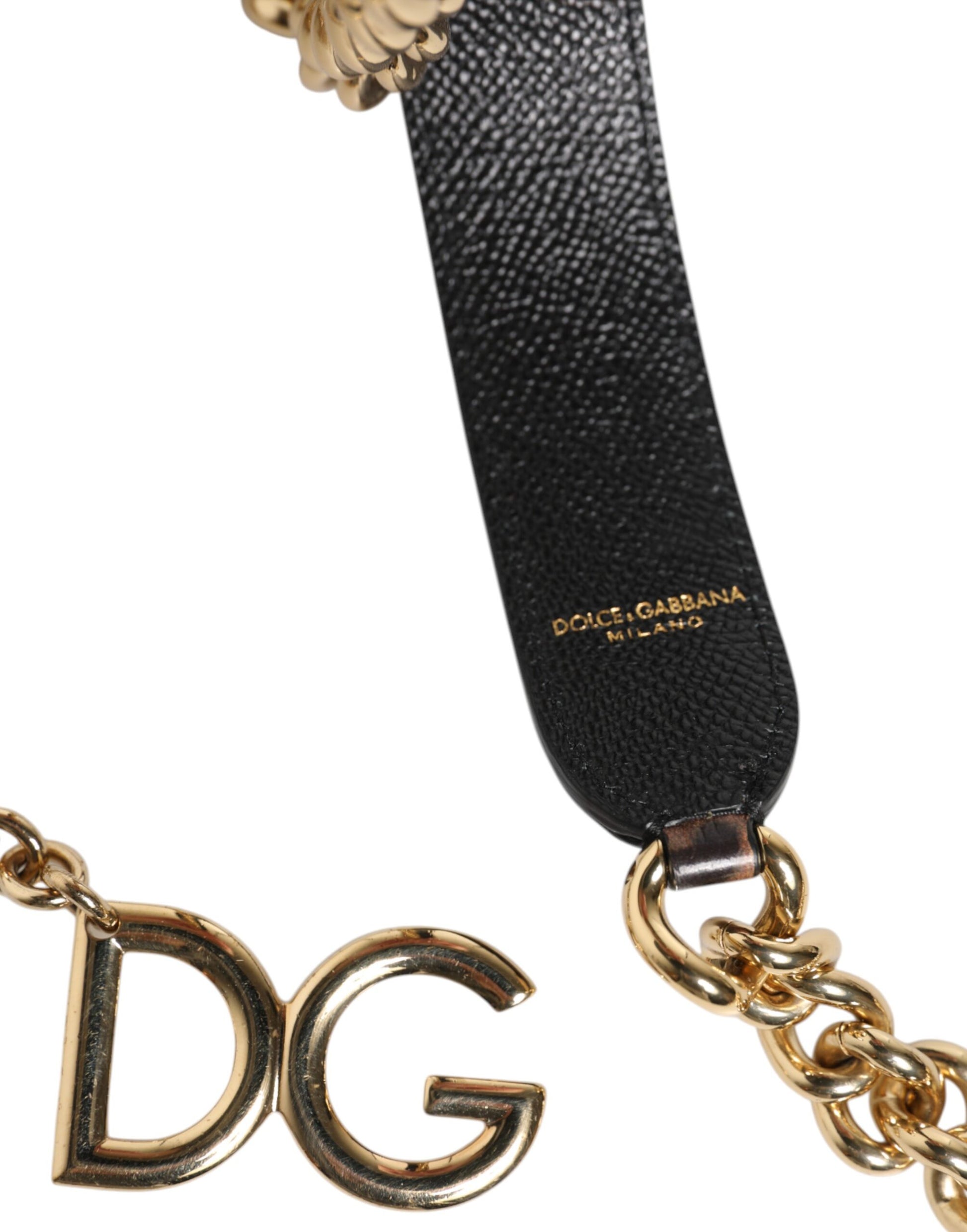 Dolce & Gabbana Brown Leopard Gold Brass Chain Accessory Shoulder Strap Curated Luxury Accessories by Orvyn