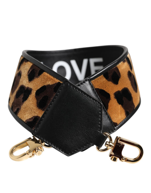 Dolce & Gabbana Black Leopard Print Reversible Bag Shoulder Strap Curated Luxury Accessories by Orvyn