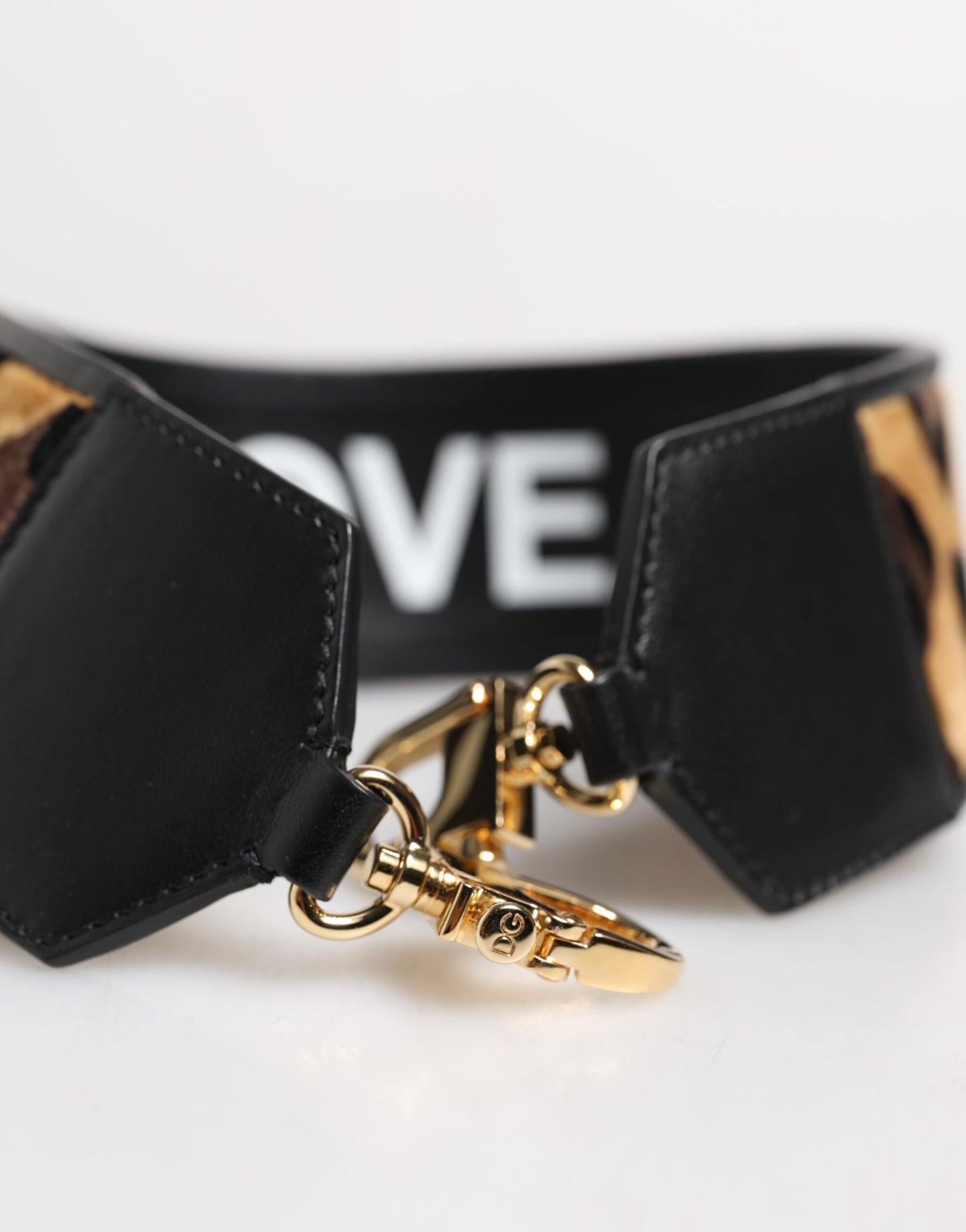 Dolce & Gabbana Black Leopard Print Reversible Bag Shoulder Strap Curated Luxury Accessories by Orvyn