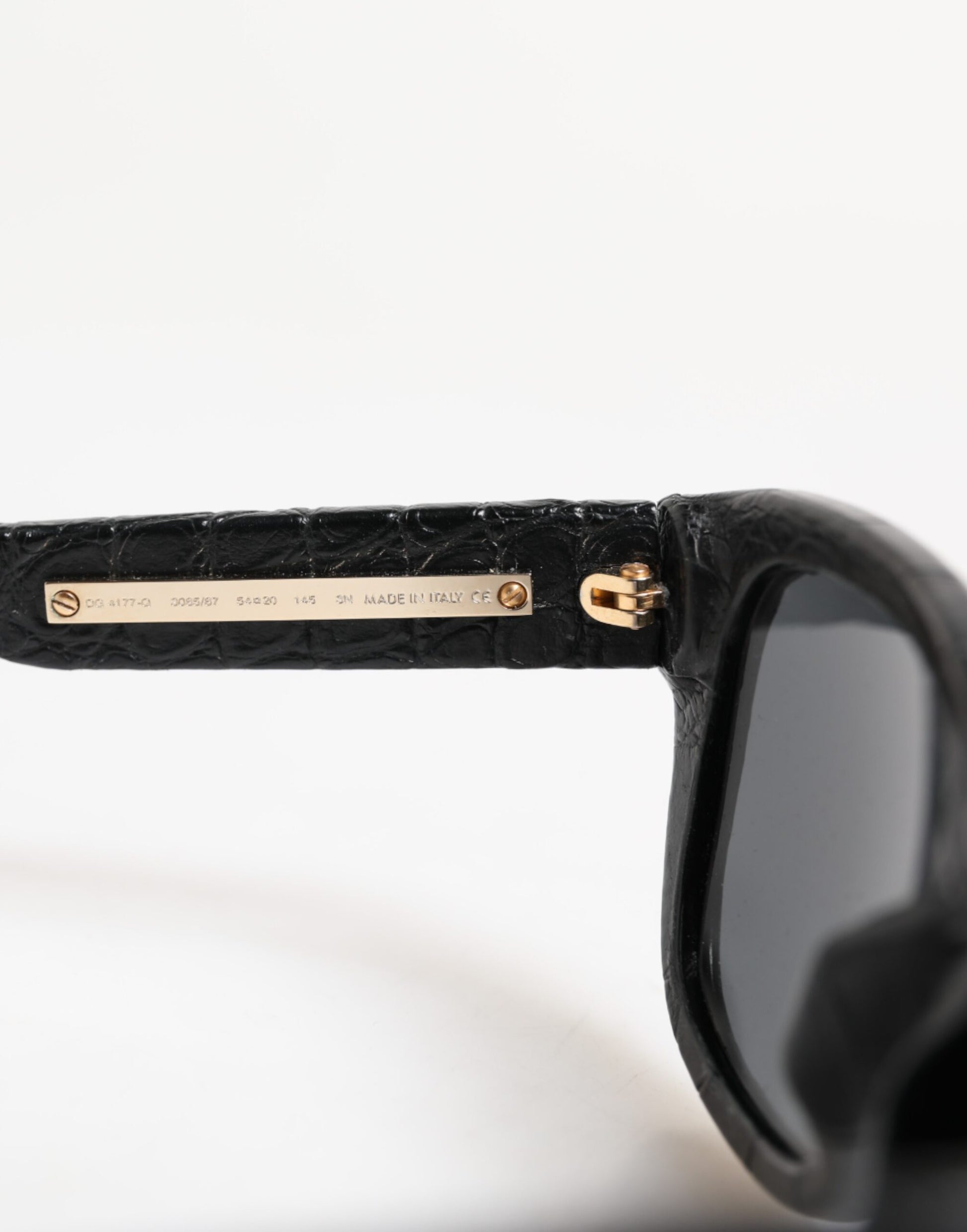 Dolce & Gabbana Black Leather Frame DG4177 Tinted Lens Sunglasses Curated Luxury Accessories by Orvyn