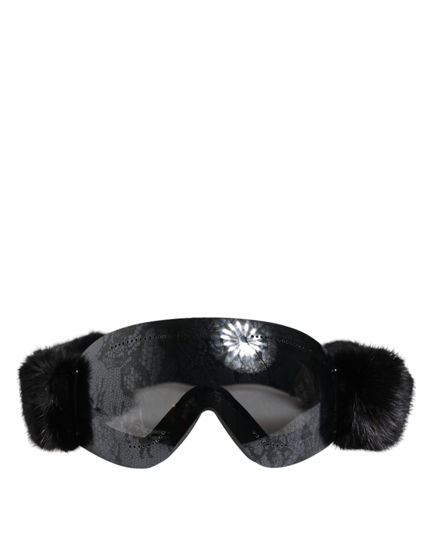 Dolce & Gabbana Black Bi0759 Lace Mirrored Ski Goggles Mask Sunglasses Curated Luxury Accessories by Orvyn