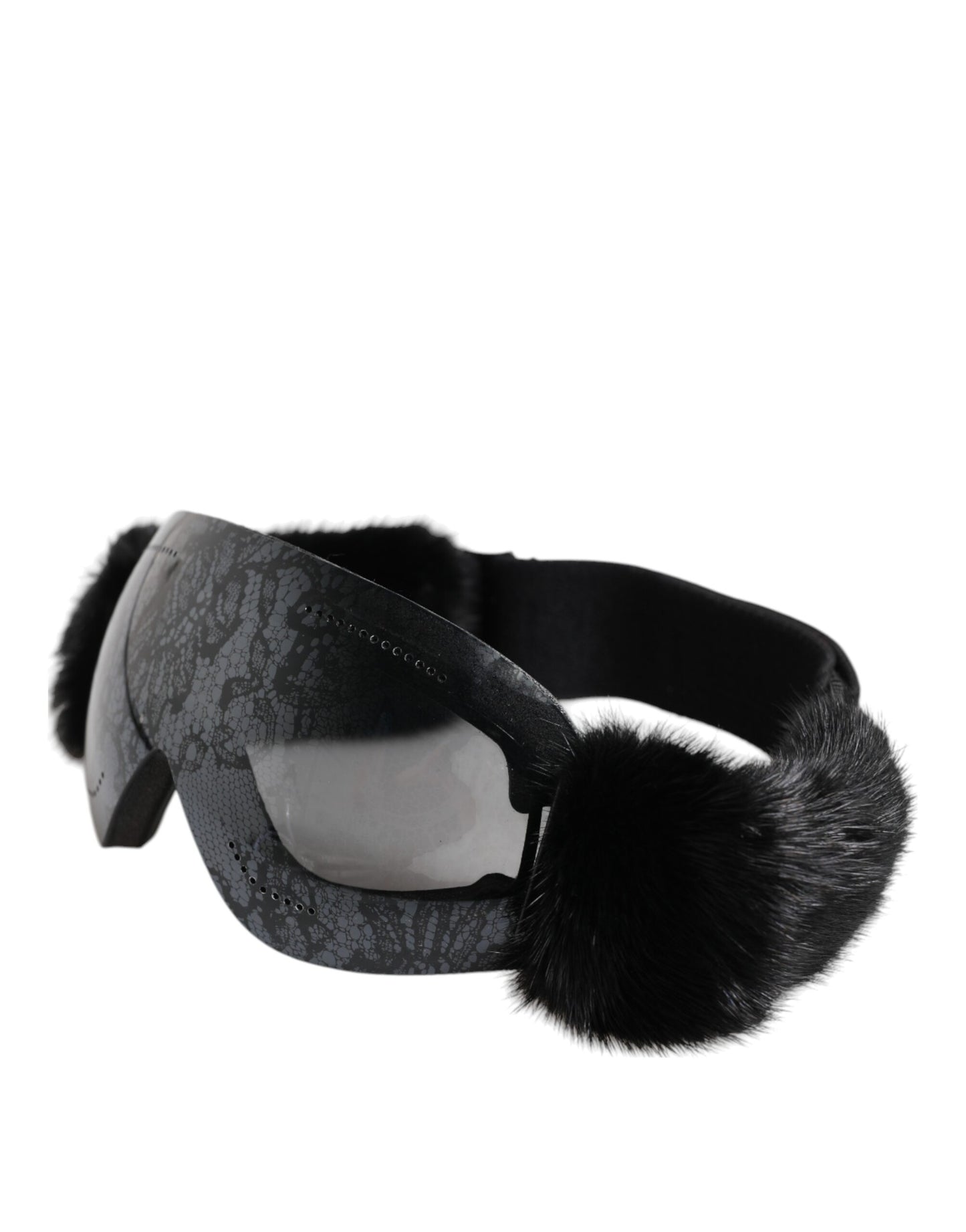 Dolce & Gabbana Black Bi0759 Lace Mirrored Ski Goggles Mask Sunglasses Curated Luxury Accessories by Orvyn
