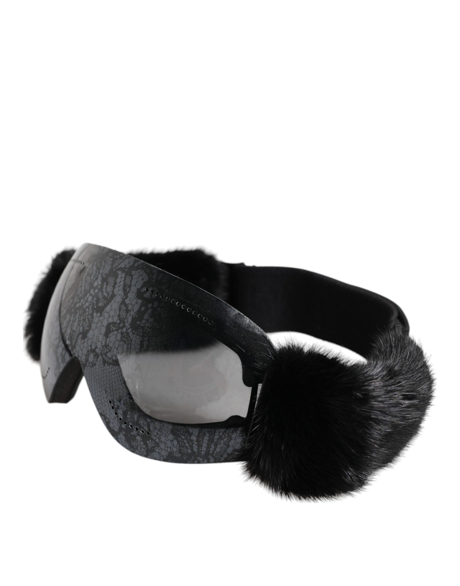 Dolce & Gabbana Black Bi0759 Lace Mirrored Ski Goggles Mask Sunglasses Curated Luxury Accessories by Orvyn