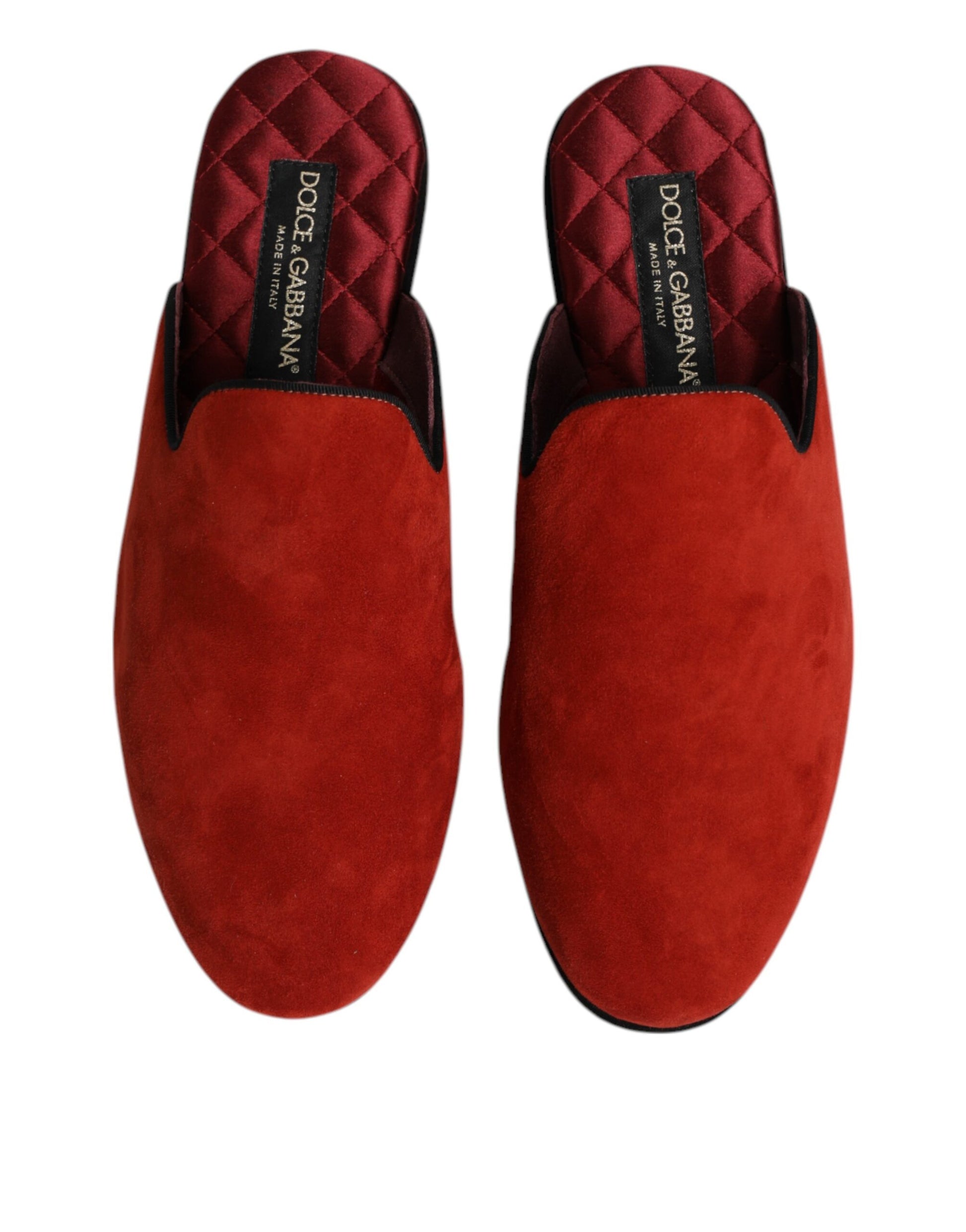 Dolce & Gabbana Orange Suede Slides Flat Slipper Shoes Curated Luxury Accessories by Orvyn