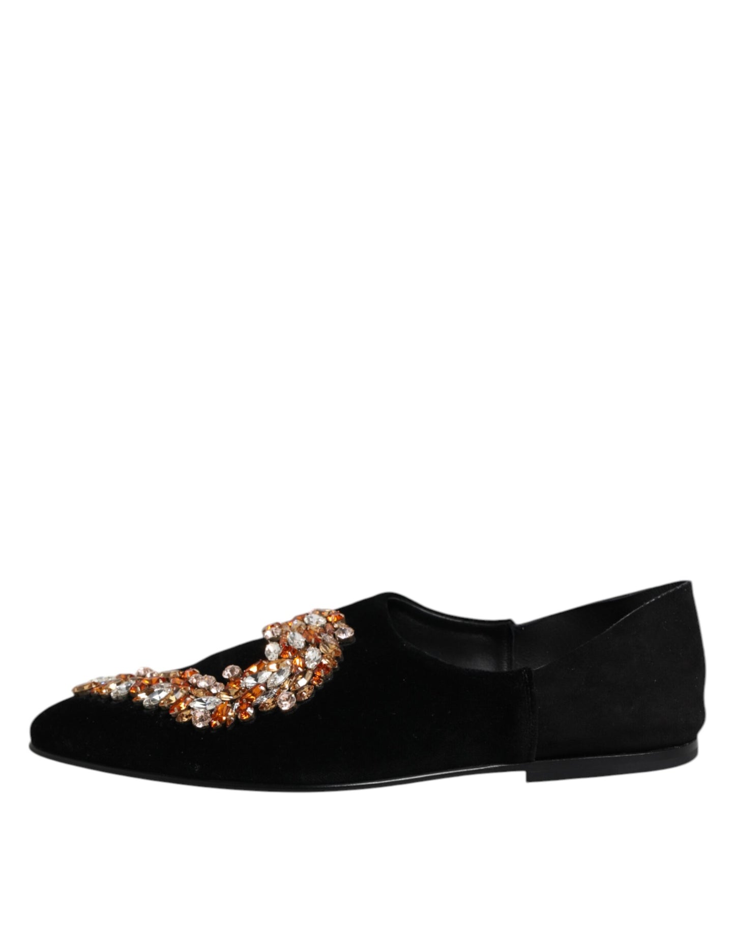 Dolce & Gabbana Black Velvet Embellished Loafer Slip On Shoes Curated Luxury Accessories by Orvyn