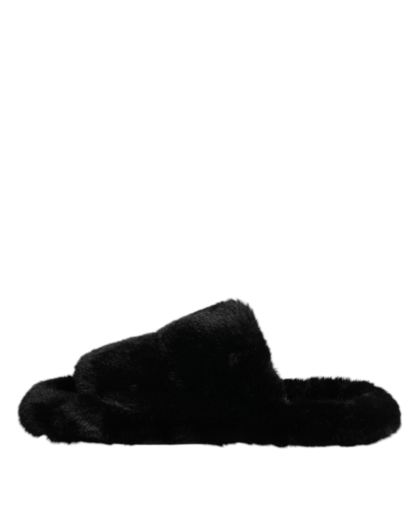Dolce & Gabbana Black Polyester Velvet Slides Slipper Shoes Curated Luxury Accessories by Orvyn