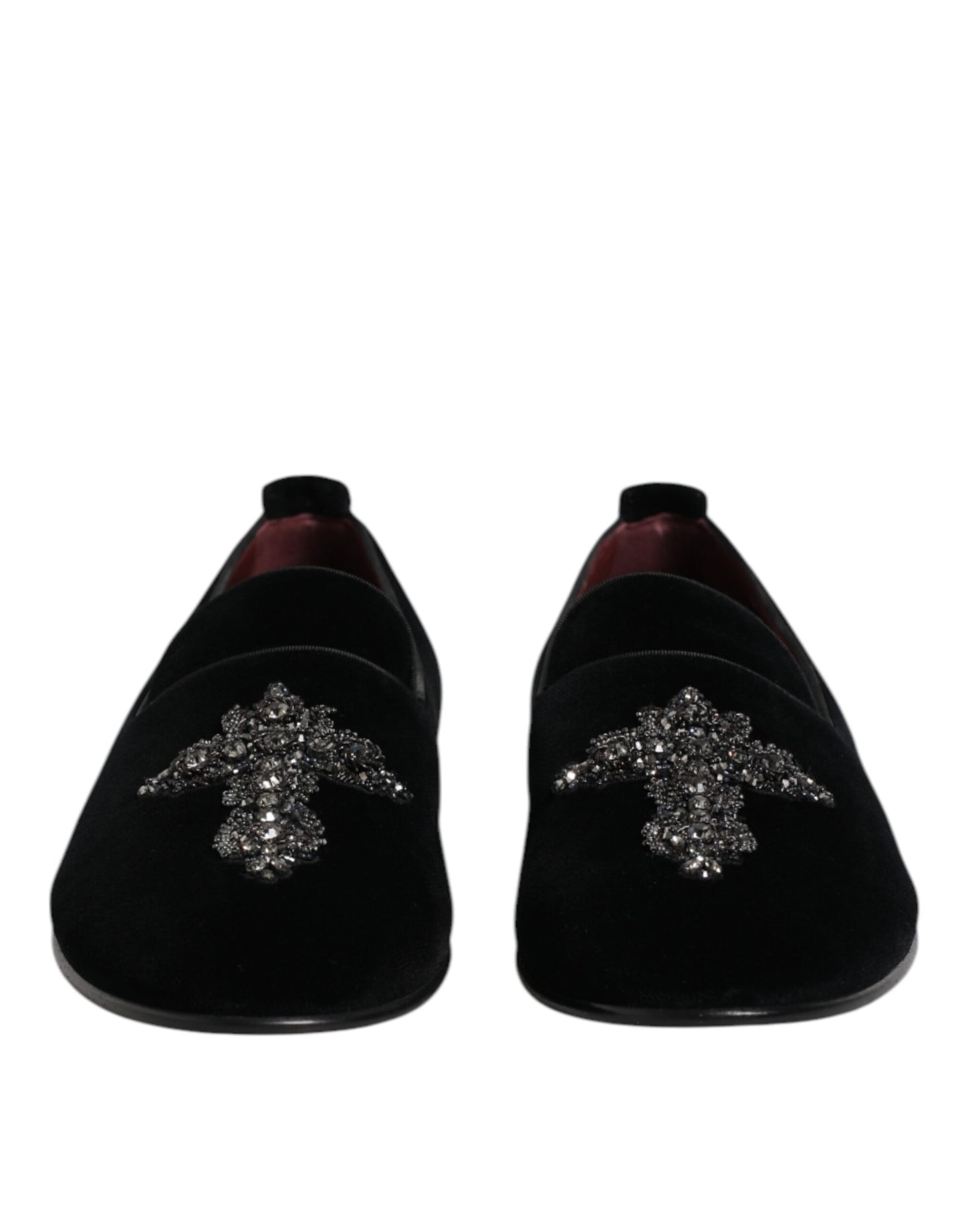 Dolce & Gabbana Black Velvet Embellished Loafer Slip On Shoes Curated Luxury Accessories by Orvyn