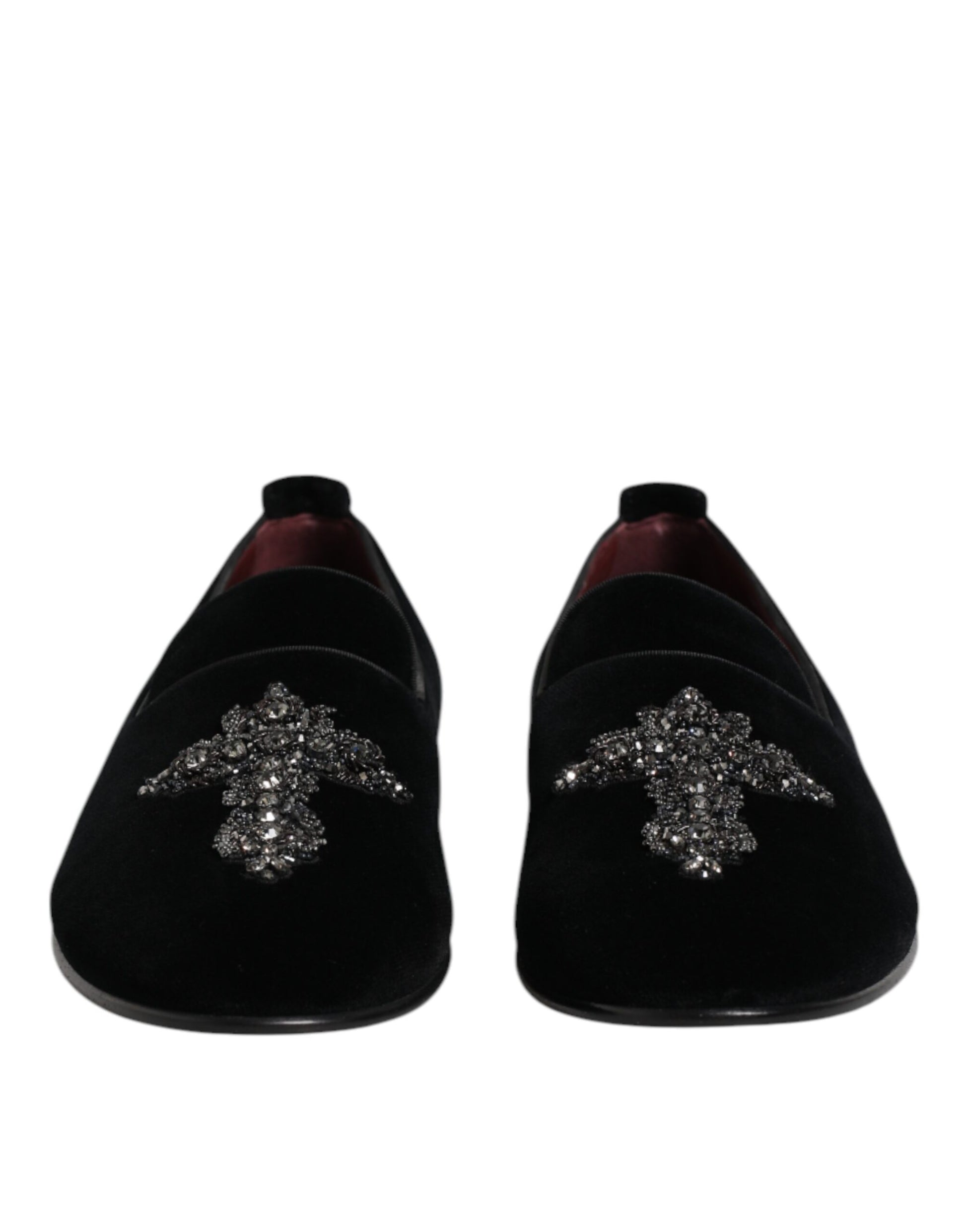 Dolce & Gabbana Black Velvet Embellished Loafer Slip On Shoes Curated Luxury Accessories by Orvyn