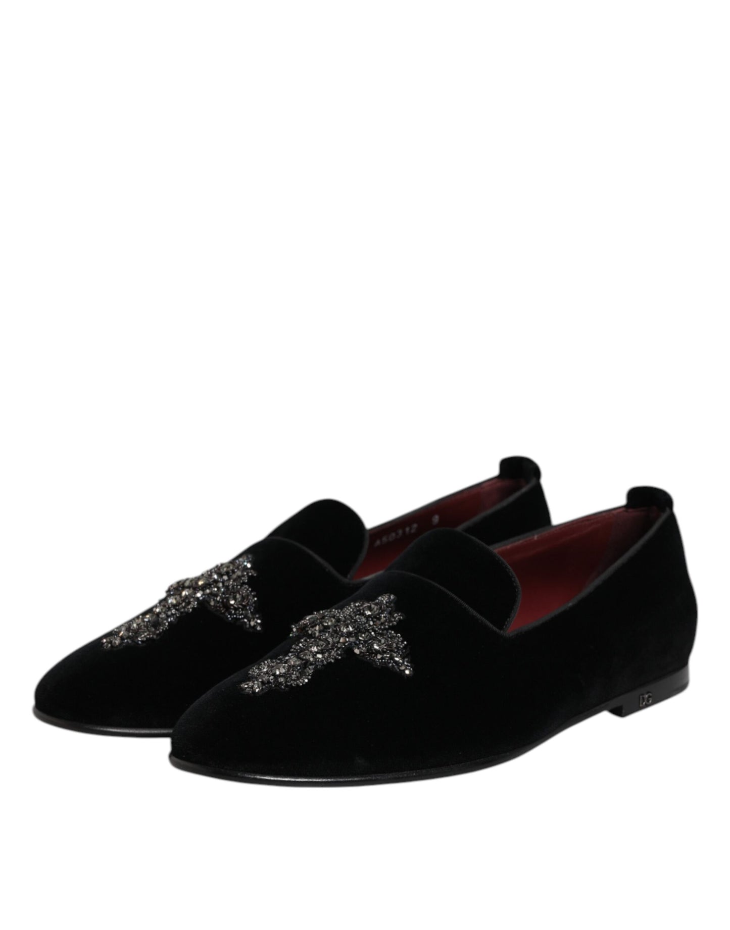 Dolce & Gabbana Black Velvet Embellished Loafer Slip On Shoes Curated Luxury Accessories by Orvyn