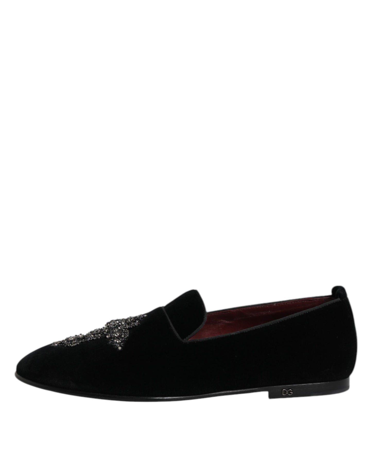 Dolce & Gabbana Black Velvet Embellished Loafer Slip On Shoes Curated Luxury Accessories by Orvyn