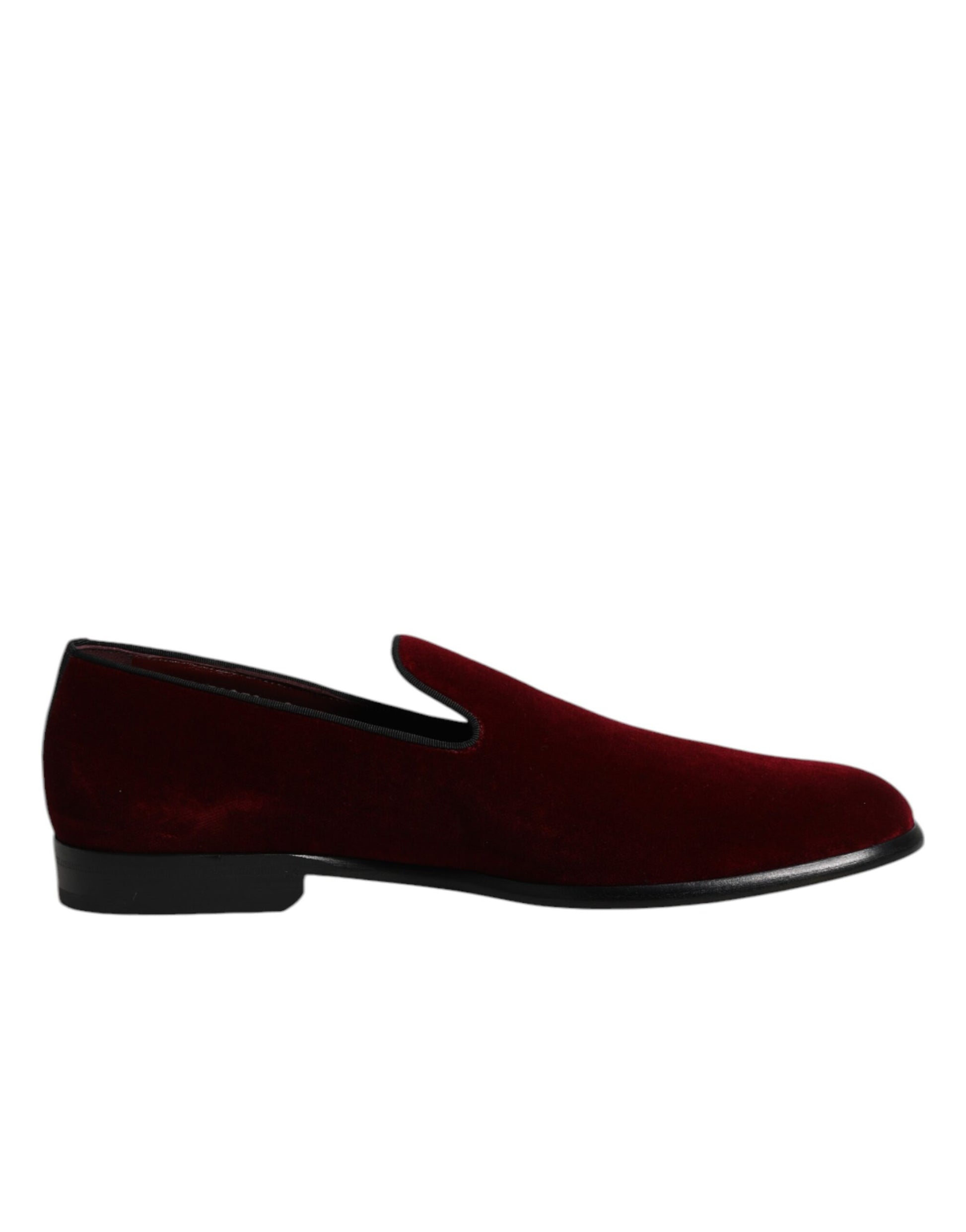 Dolce & Gabbana Red Cotton Velvet Slip On Loafers Formal Shoes Curated Luxury Accessories by Orvyn
