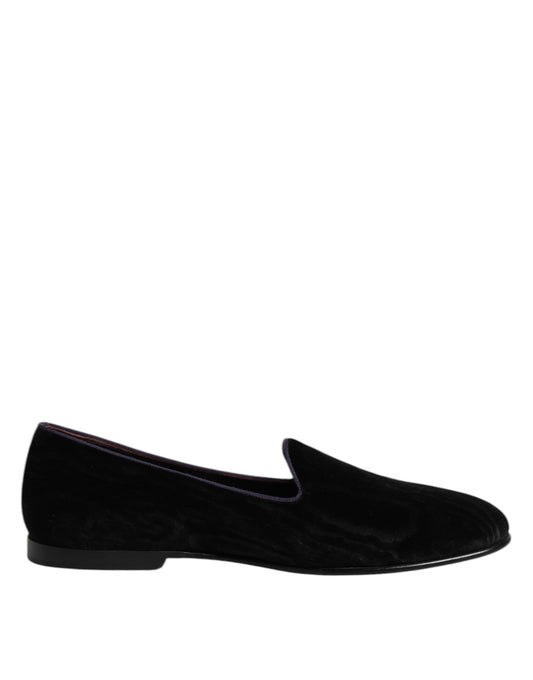 Dolce & Gabbana Black DG Crown Embroidery Loafers Slip On Shoes Curated Luxury Accessories by Orvyn