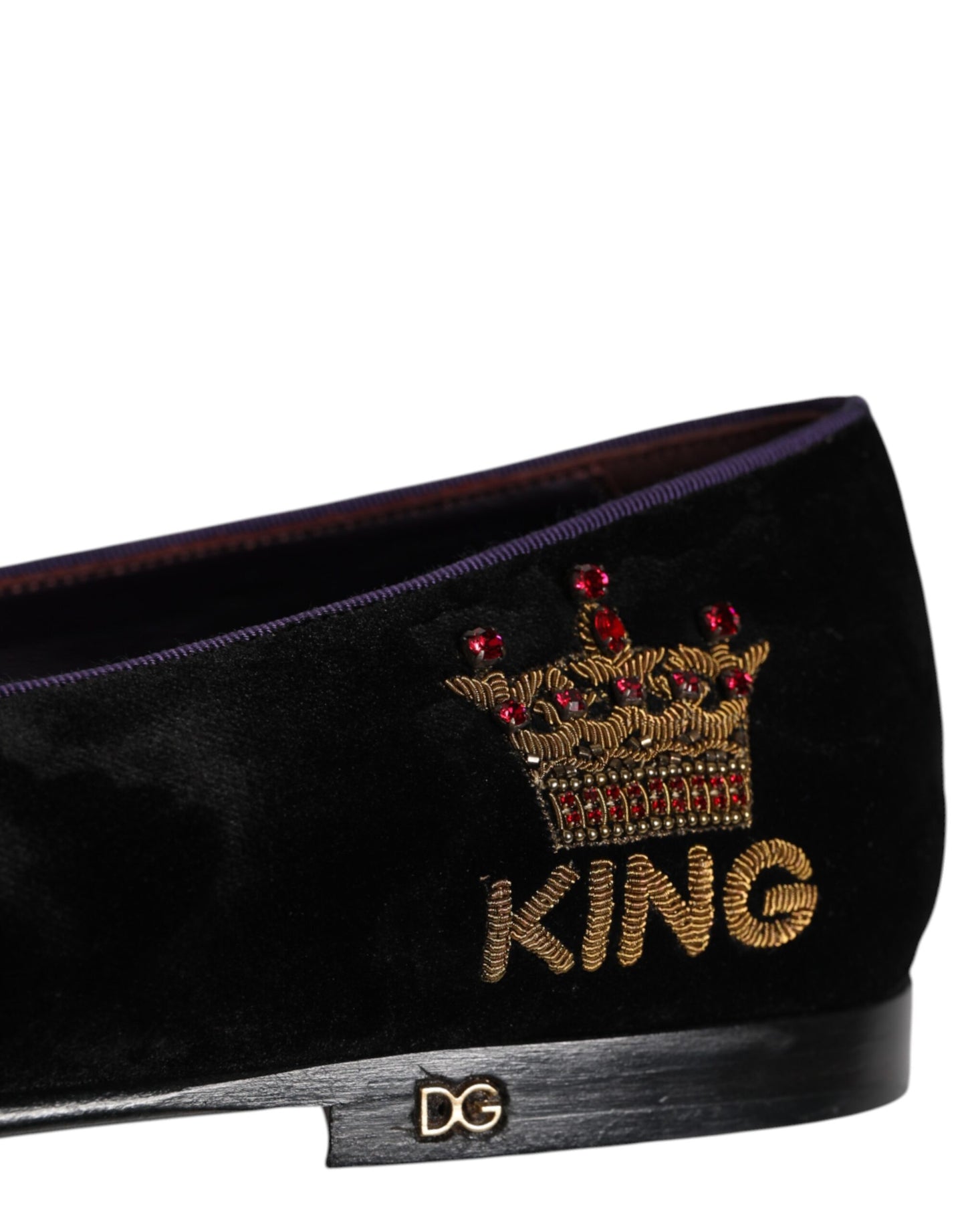 Dolce & Gabbana Black DG Crown Embroidery Loafers Slip On Shoes Curated Luxury Accessories by Orvyn